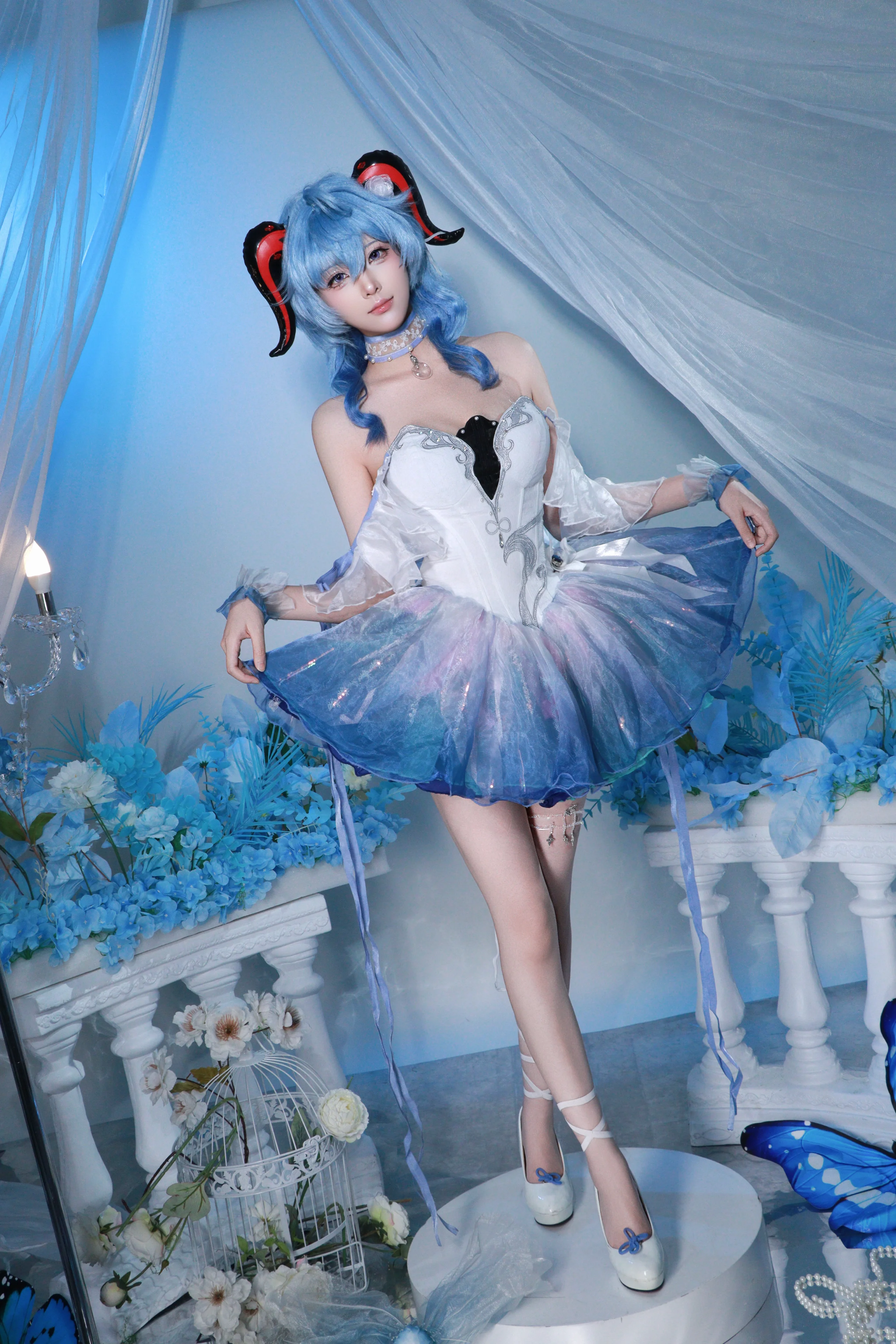 【甘雨cos】原神甘雨正片拍摄分享，冰蓝纱裙的梦幻氛围