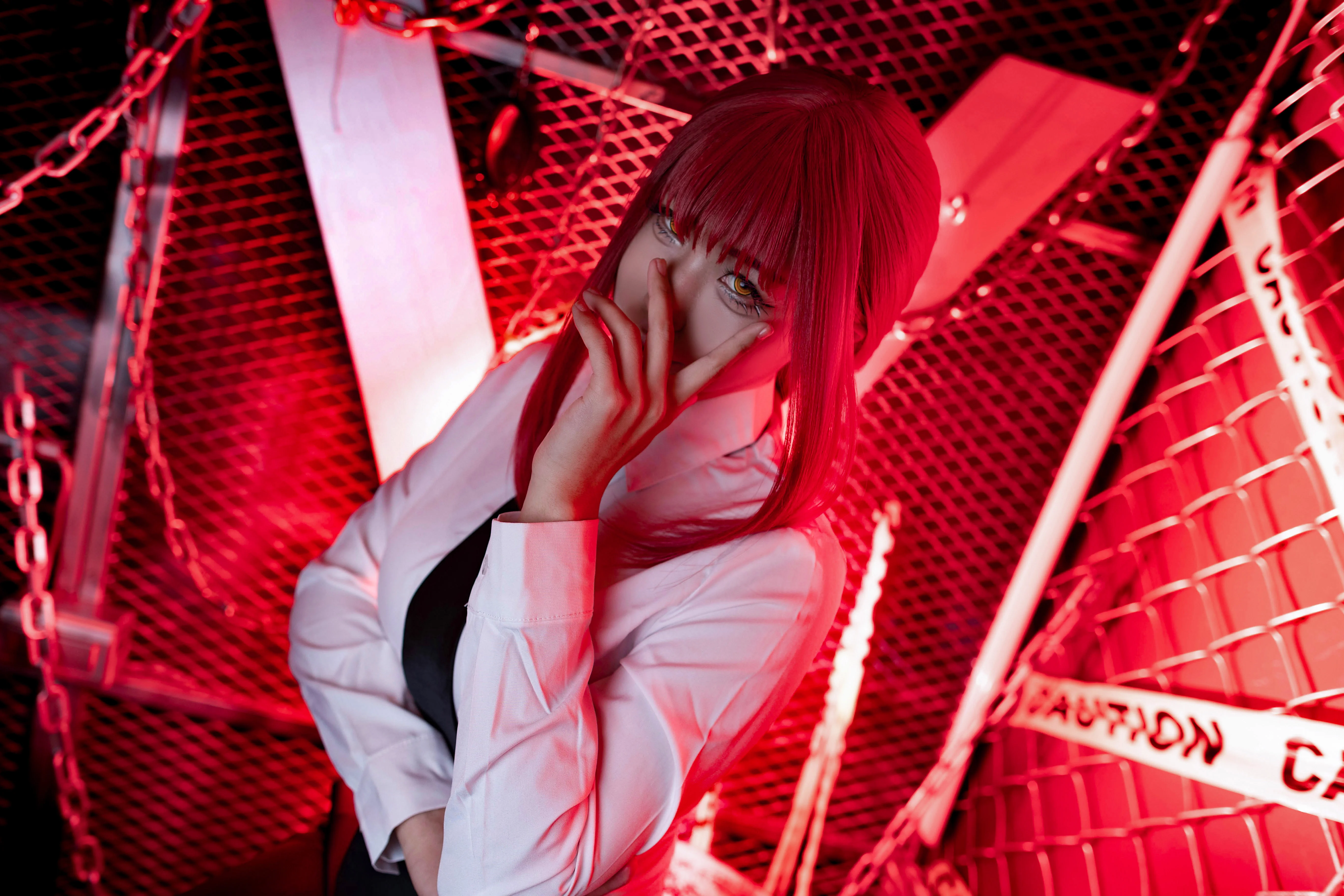【玛奇玛cos】链锯人里的危险大姐姐，红发与警备线的压迫感 - 第 4 张