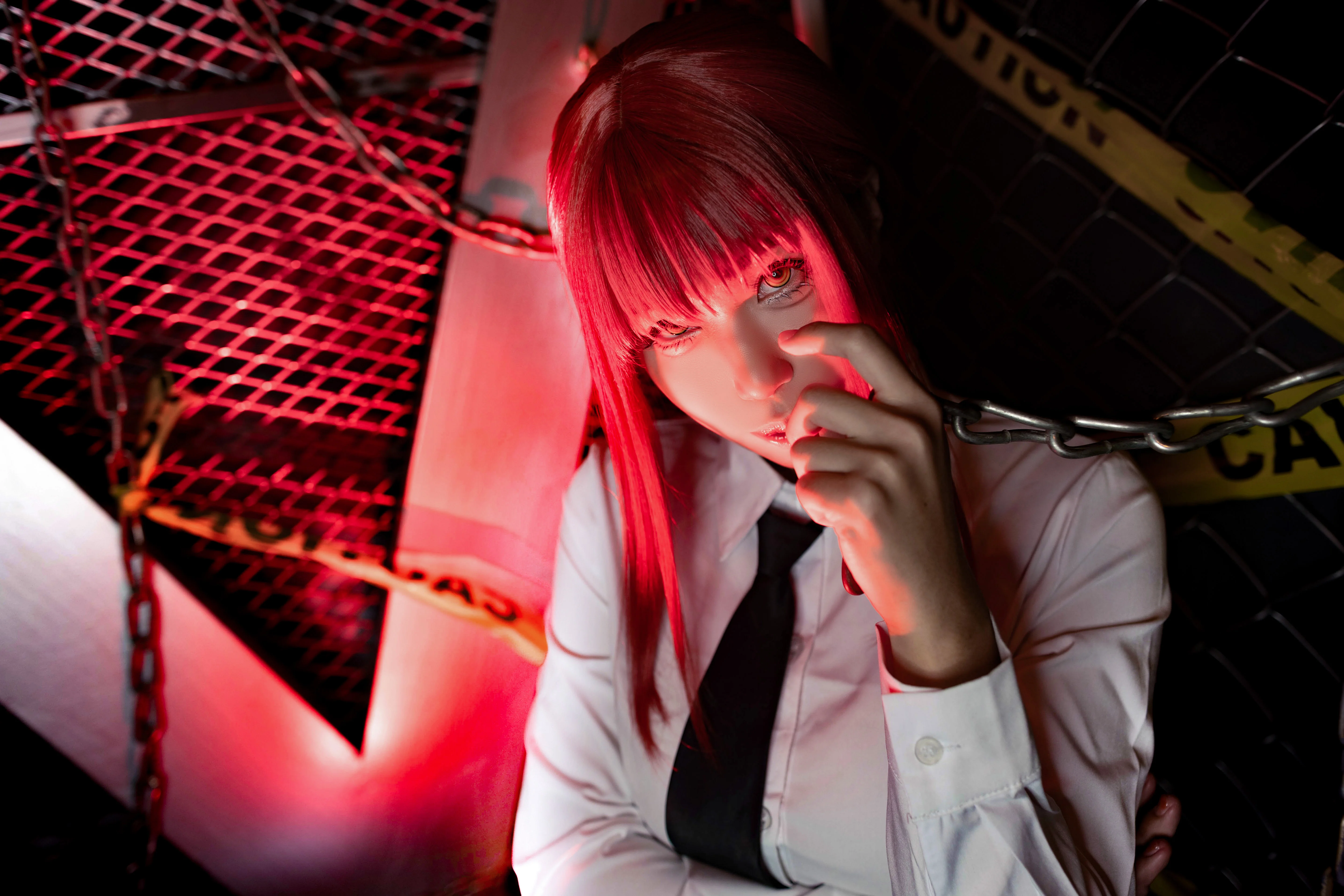【玛奇玛cos】链锯人里的危险大姐姐，红发与警备线的压迫感 - 第 8 张