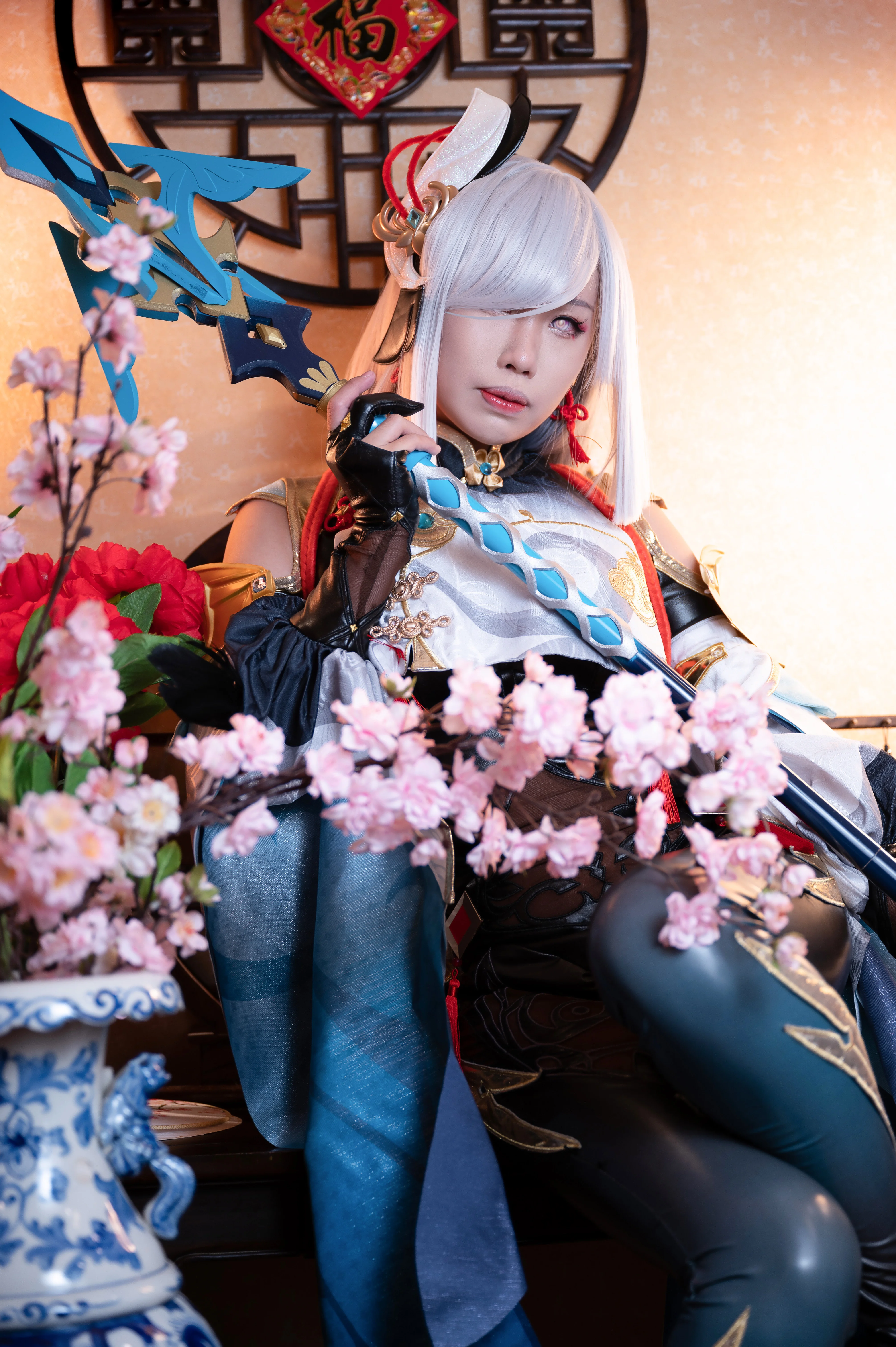 [Shenhe's new outfit Genshin Impact cosplay] Heroic and Valiant Demeanor Under Cold Flowers and Quiet Dew - Image 13
