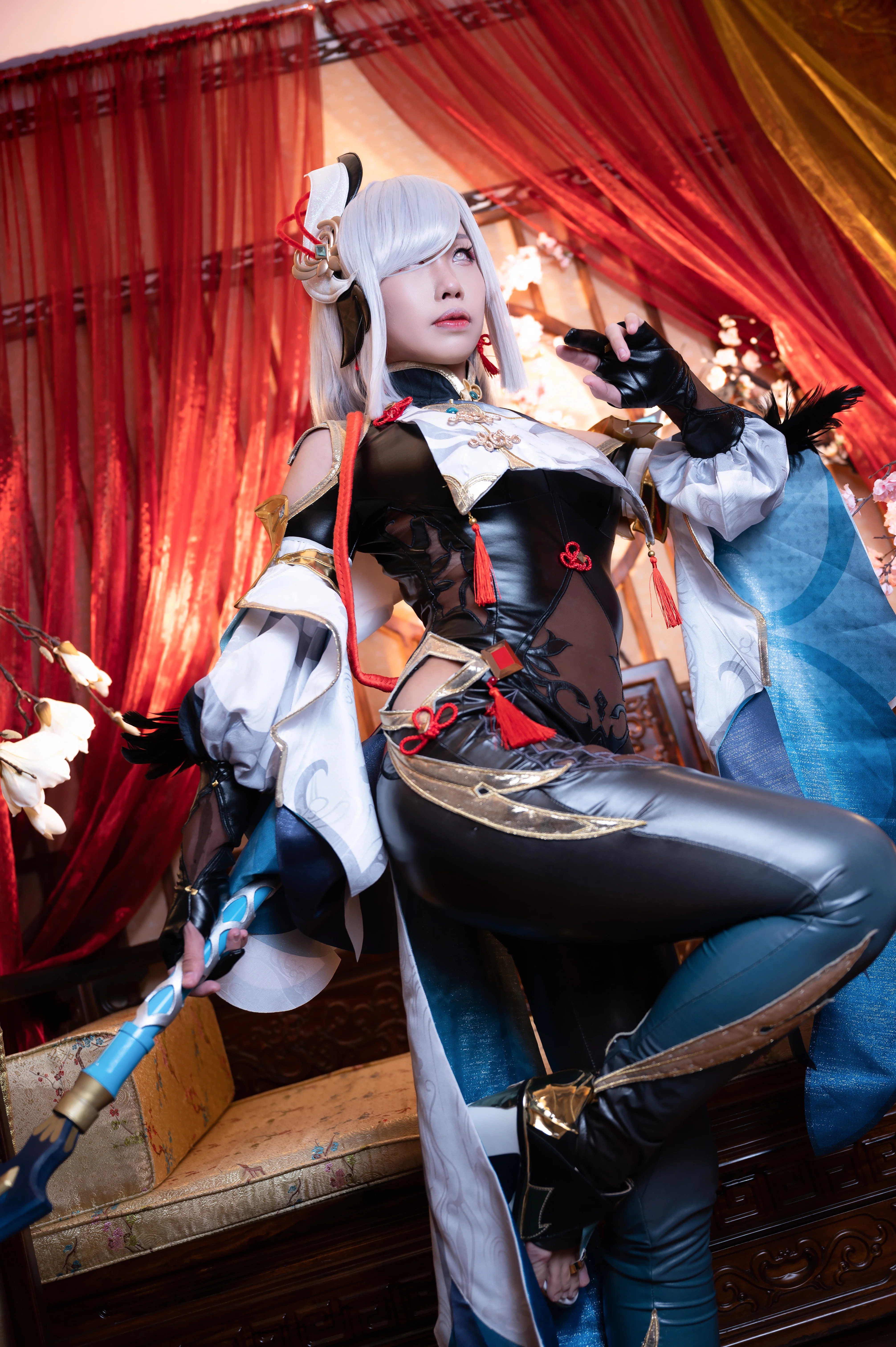 [Shenhe's new outfit Genshin Impact cosplay] Heroic and Valiant Demeanor Under Cold Flowers and Quiet Dew - Image 3