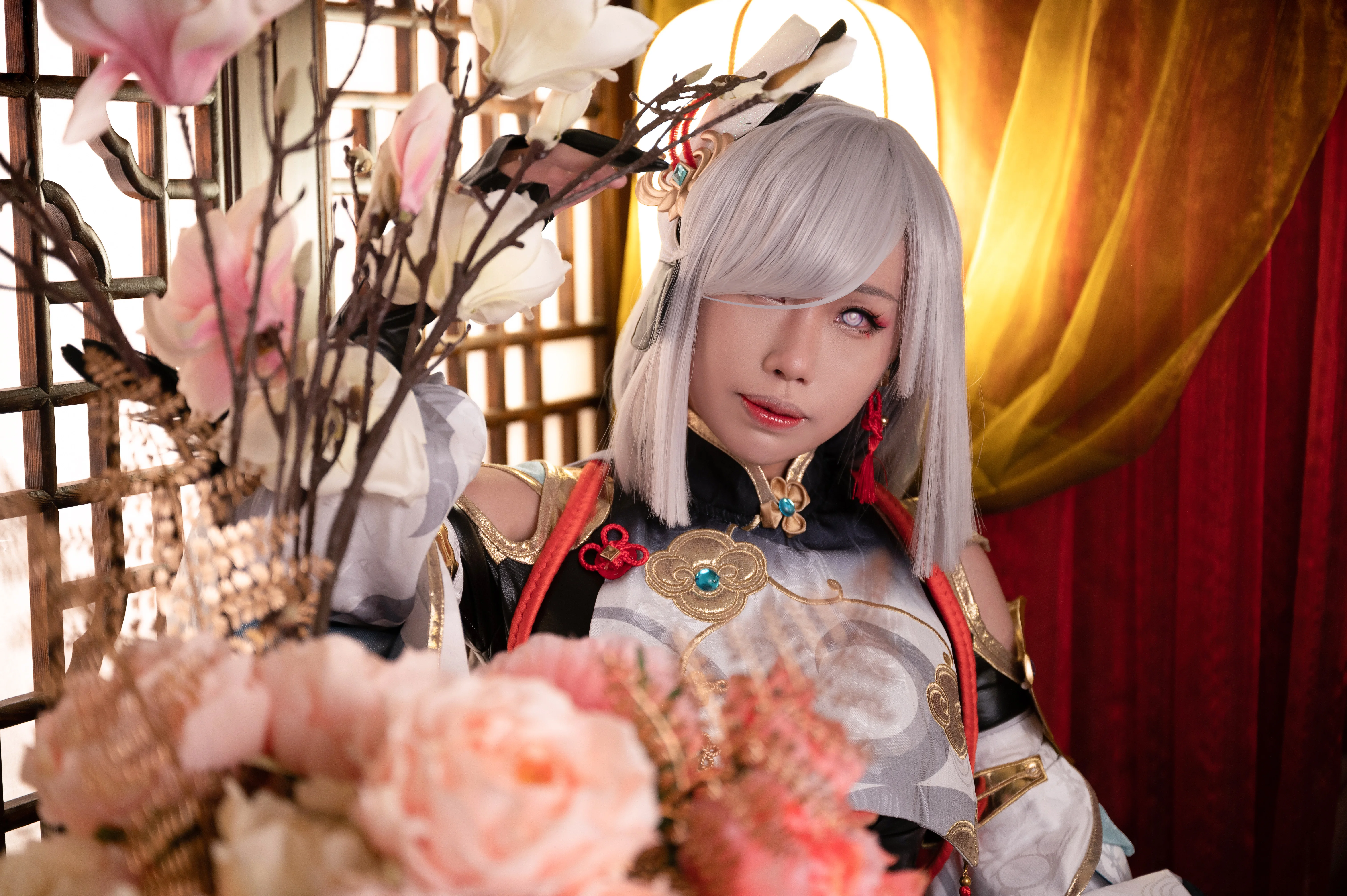 [Shenhe's new outfit Genshin Impact cosplay] Heroic and Valiant Demeanor Under Cold Flowers and Quiet Dew - Image 8