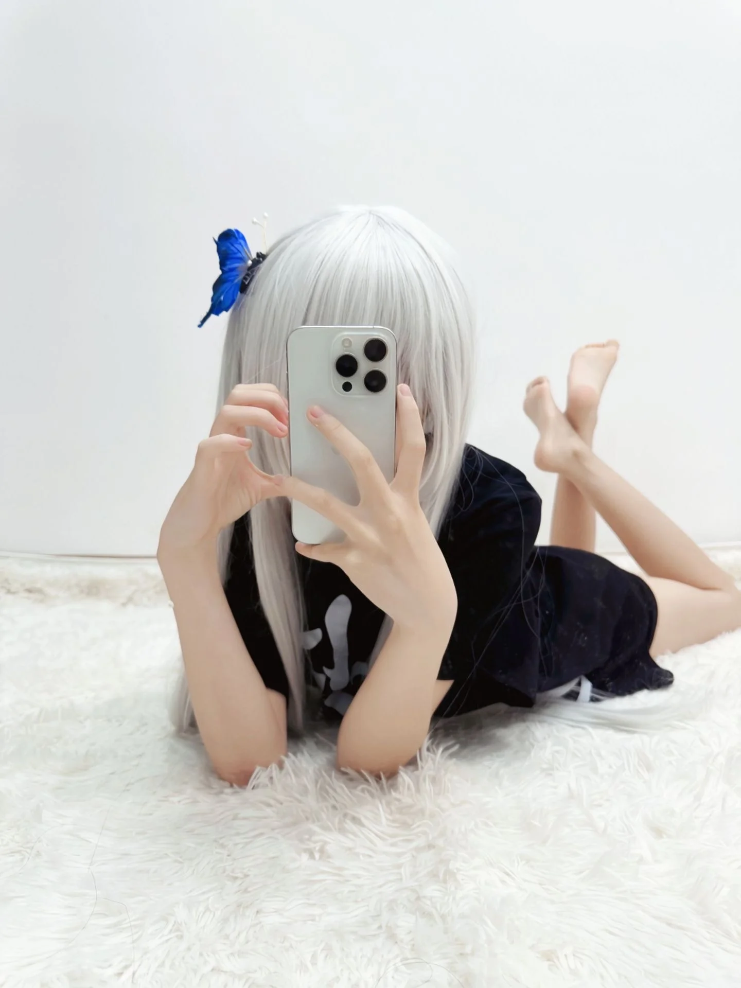 【Ginka Cosplay】A Touch of Pure White in a Galgame, The Lightness Brought by Casual Black Attire - Image 1