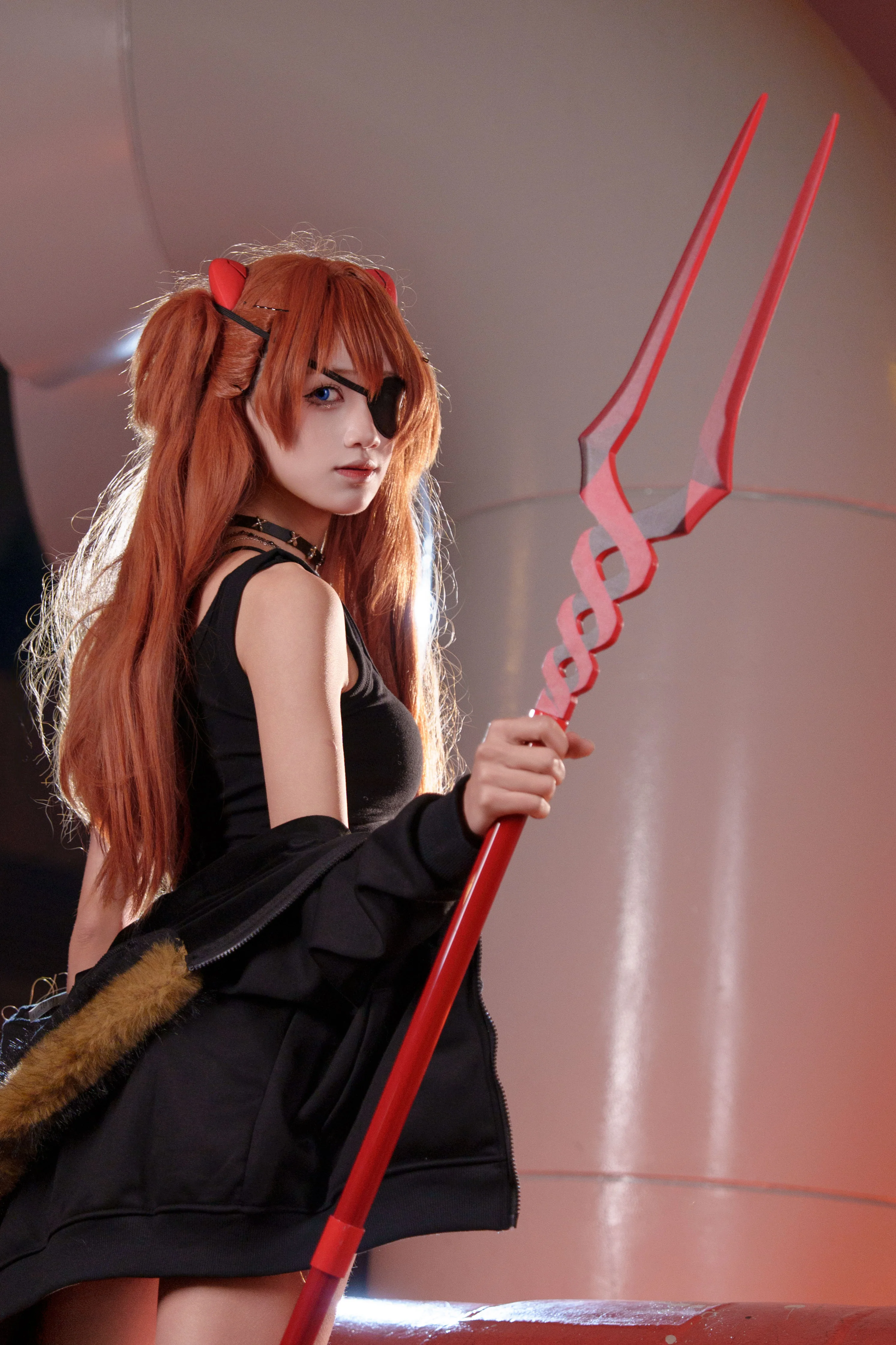 【明日香cos】新世纪福音战士私设造型的黑夜工业风正片 - 第 2 张