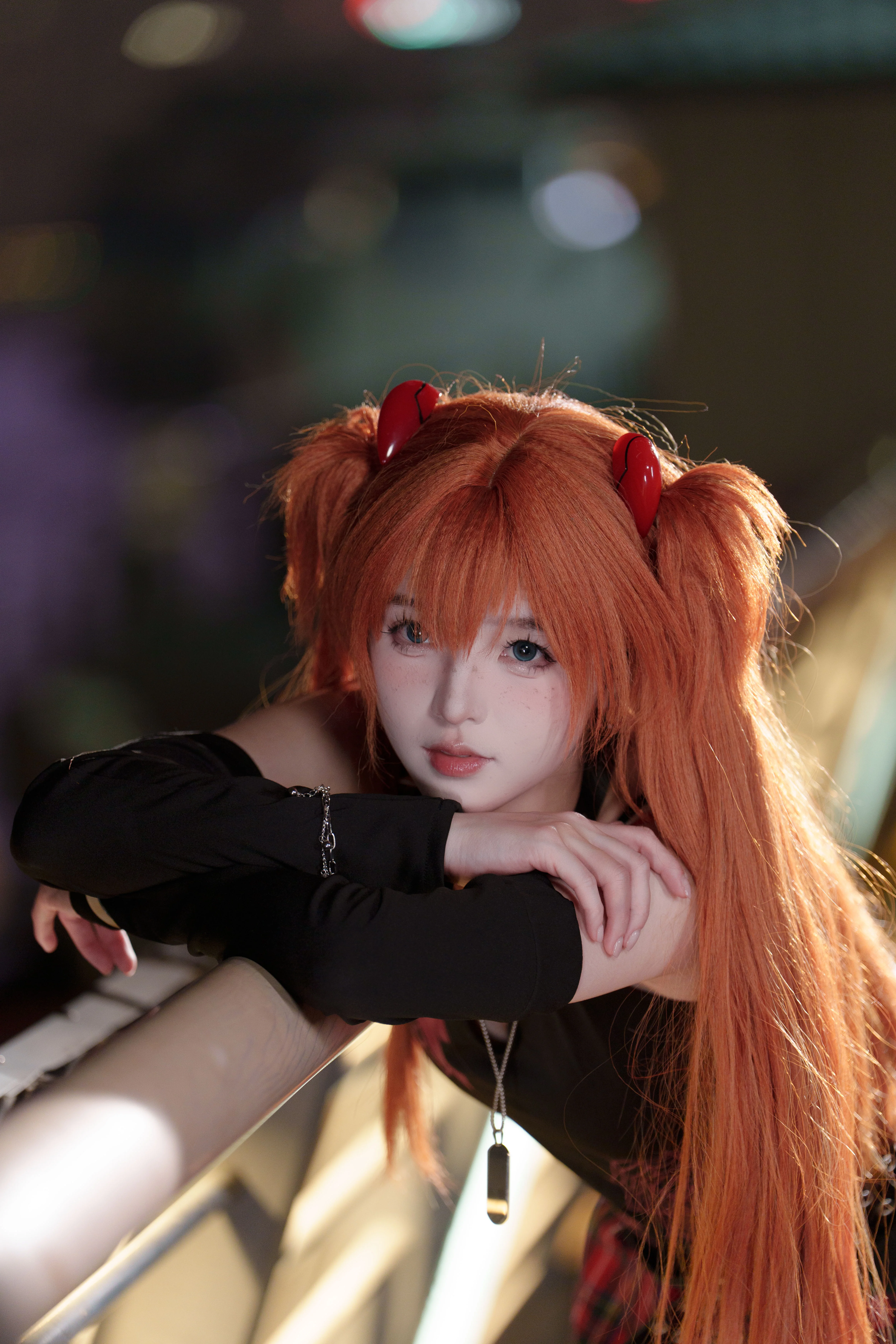 【惣流·明日香·兰格雷cos】朋克乐队私设，南浦大桥夜景机车系正片 - 第 3 张
