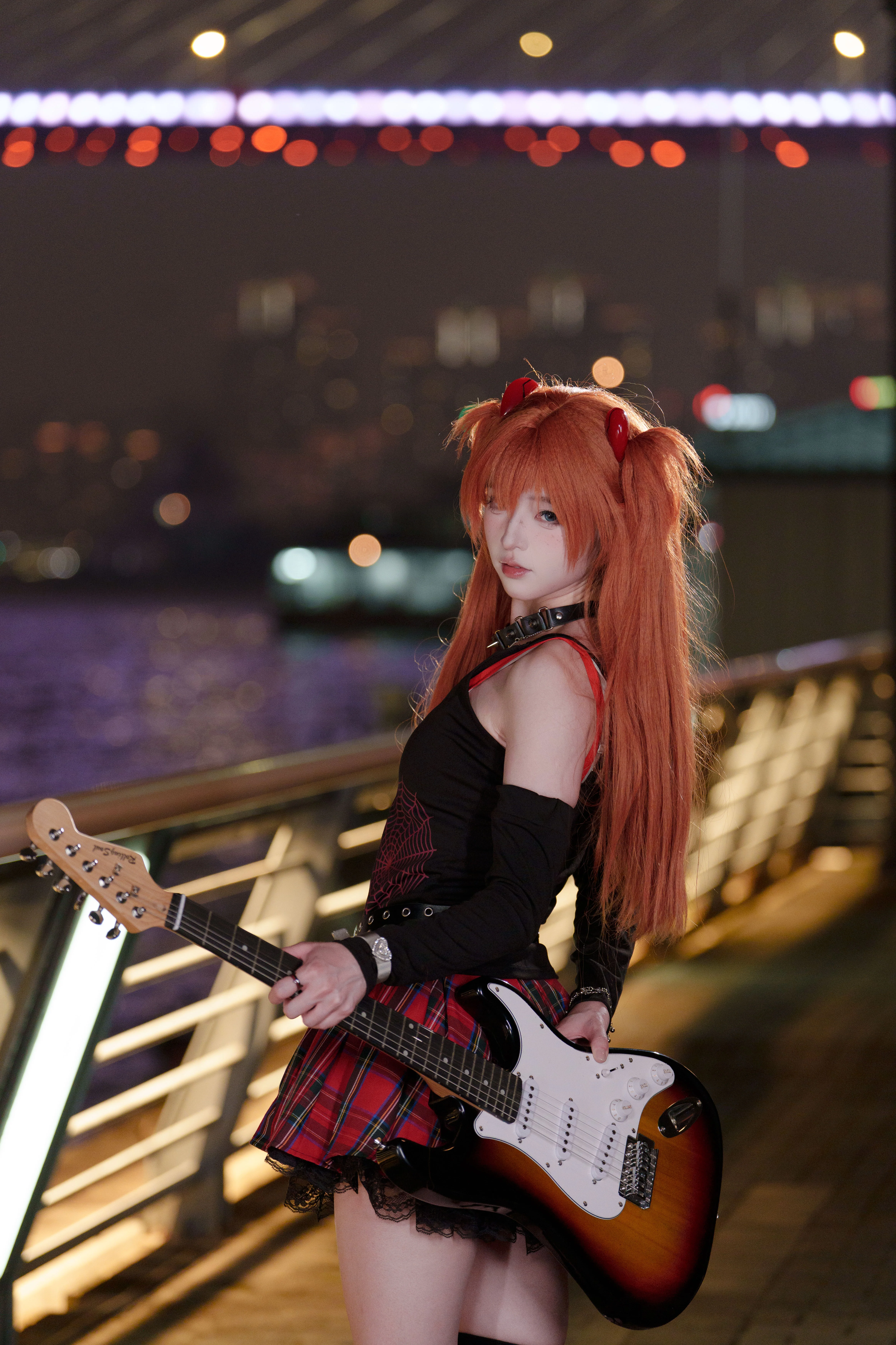 【惣流·明日香·兰格雷cos】朋克乐队私设，南浦大桥夜景机车系正片 - 第 4 张