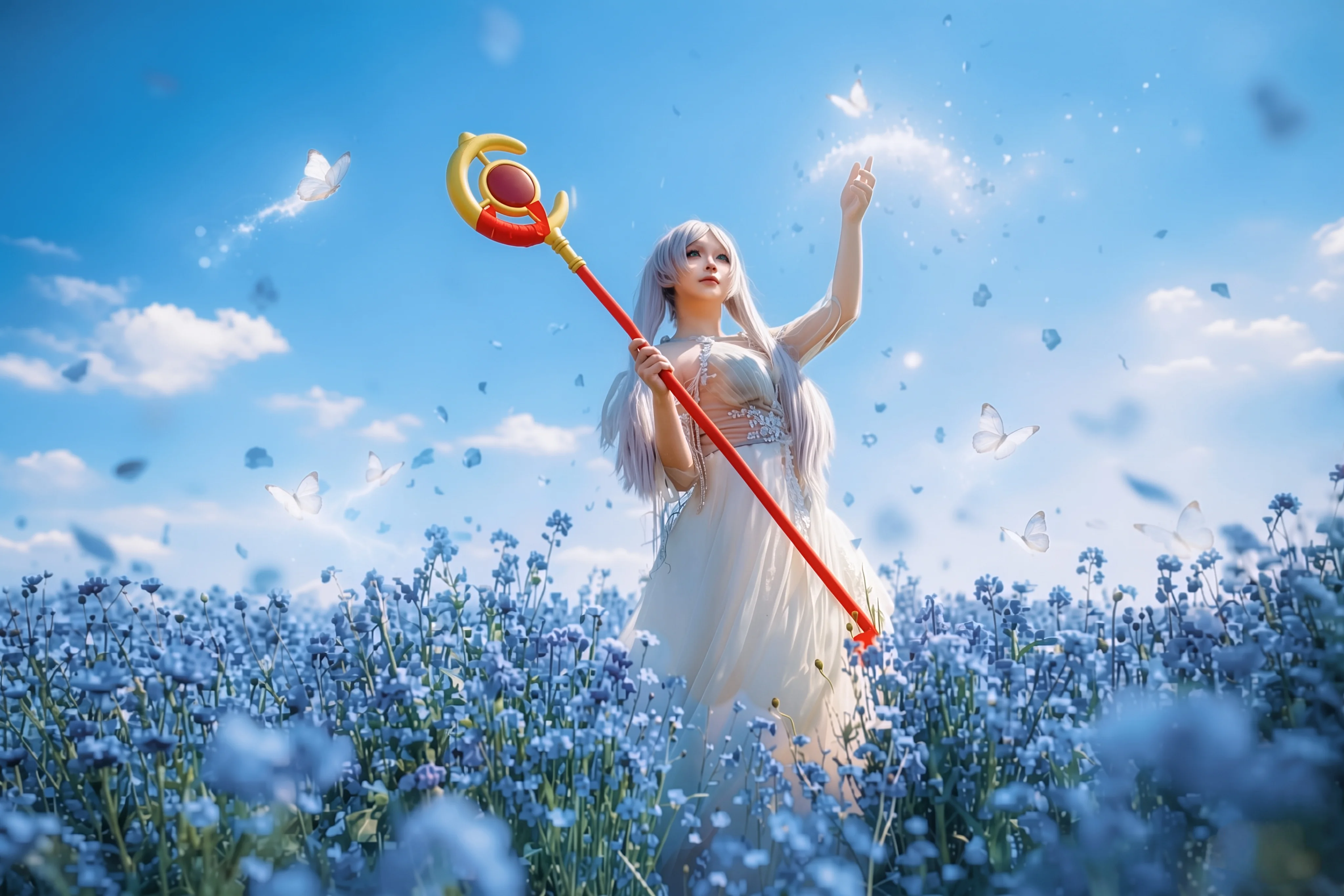 【芙莉莲cos】旷野微风与蓝色花海间的精灵 - 第 2 张