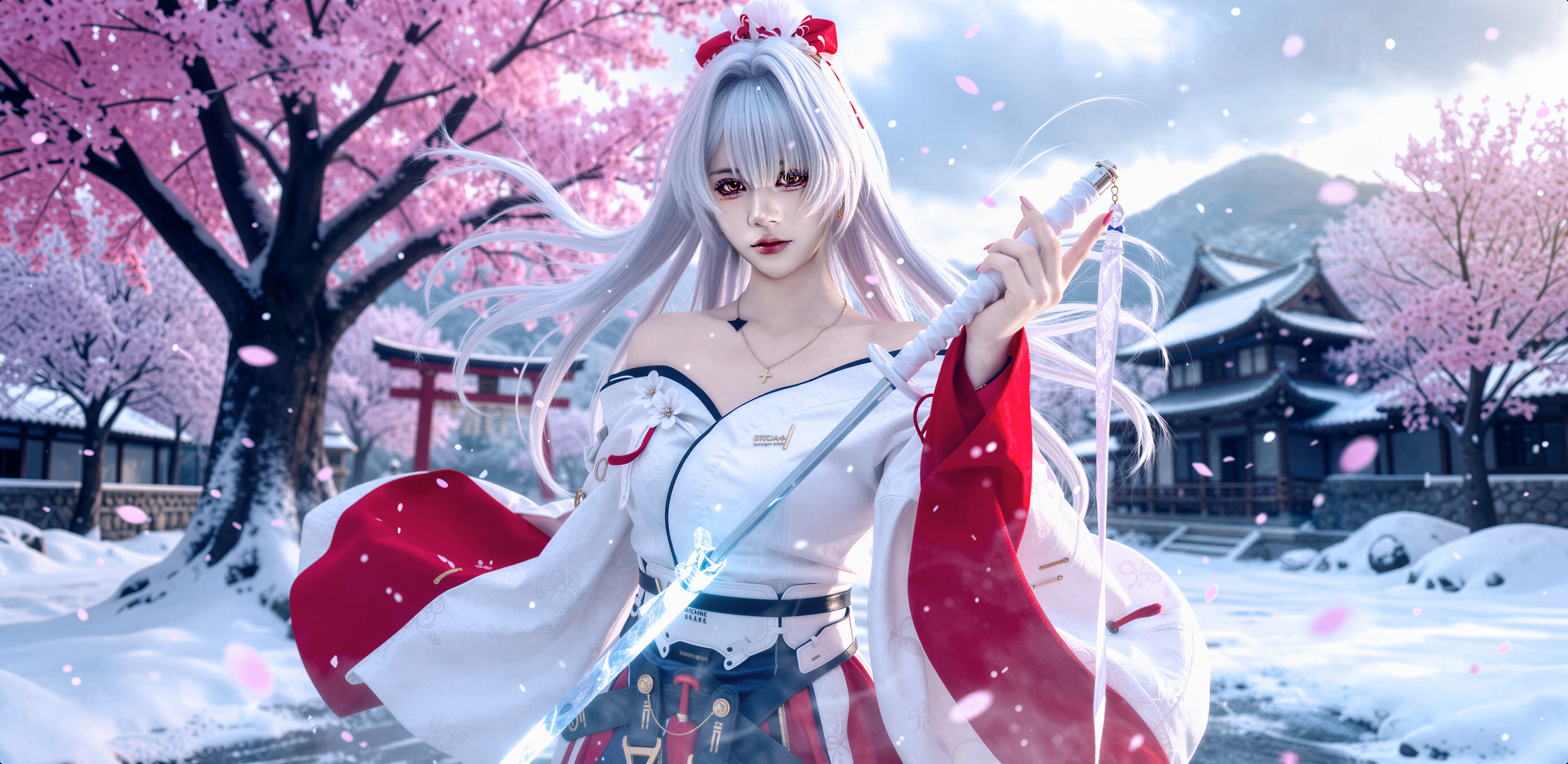 【绯雪cos】鸣潮雪樱之境，红白服饰的光影碰撞