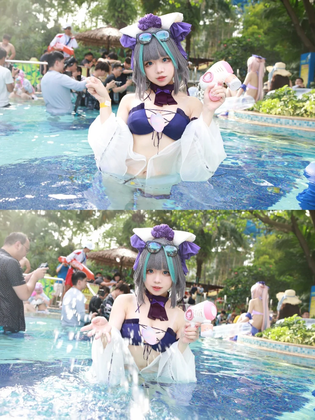 【チェシャー コスプレ】アズールレーン プールデート、長隆水上楽園で涼やかに撮影 - 1 枚目