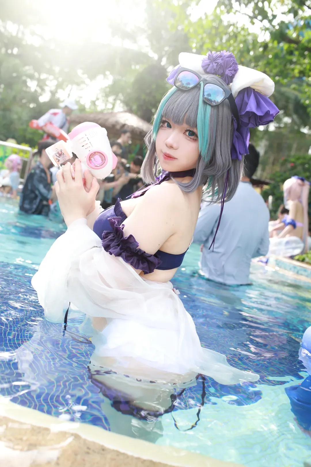 【チェシャー コスプレ】アズールレーン プールデート、長隆水上楽園で涼やかに撮影 - 2 枚目