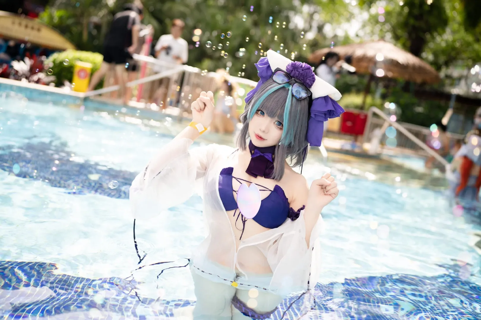 【チェシャー コスプレ】アズールレーン プールデート、長隆水上楽園で涼やかに撮影 - 4 枚目