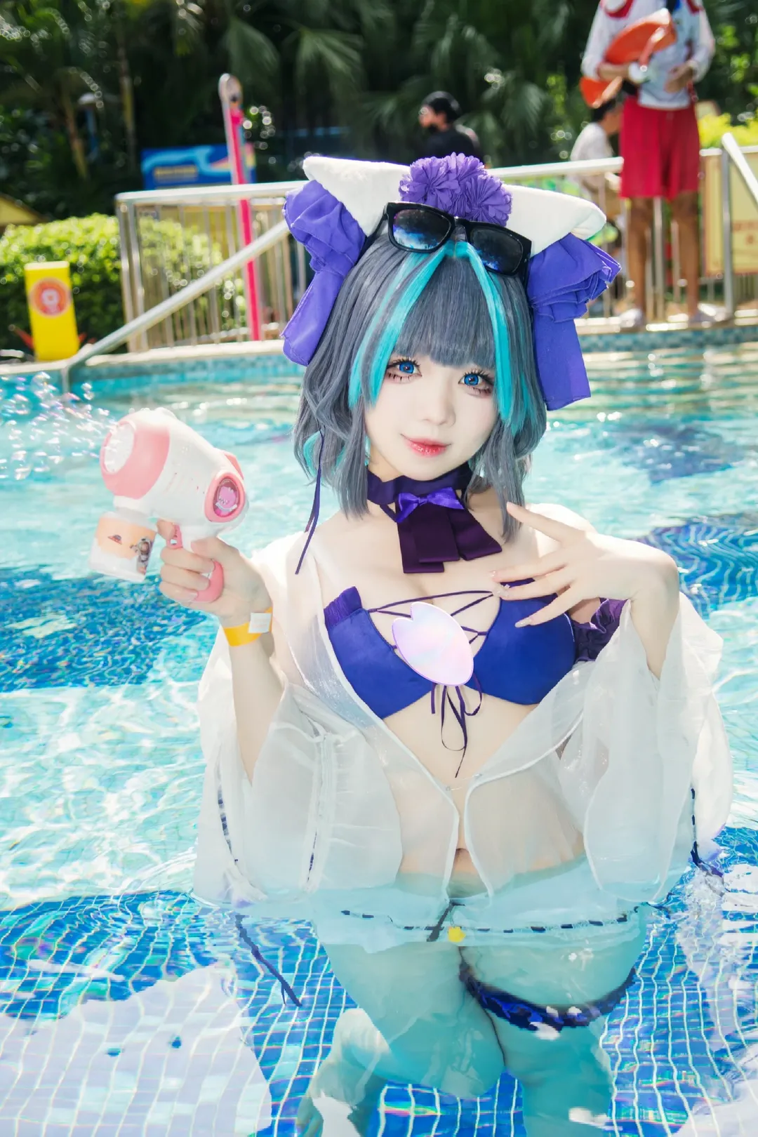 【チェシャー コスプレ】アズールレーン プールデート、長隆水上楽園で涼やかに撮影 - 5 枚目