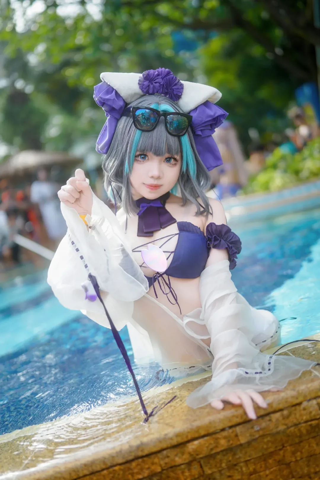 【チェシャー コスプレ】アズールレーン プールデート、長隆水上楽園で涼やかに撮影 - 8 枚目