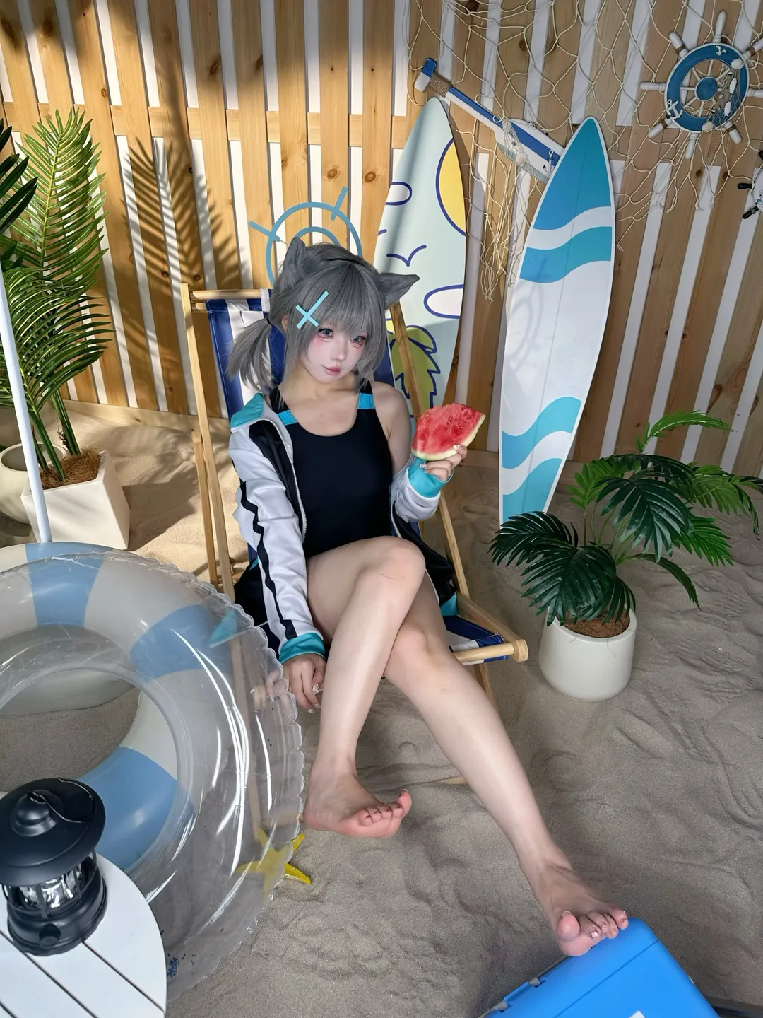 【砂狼白子cos】蔚蓝档案里的夏日海滩和西瓜时光