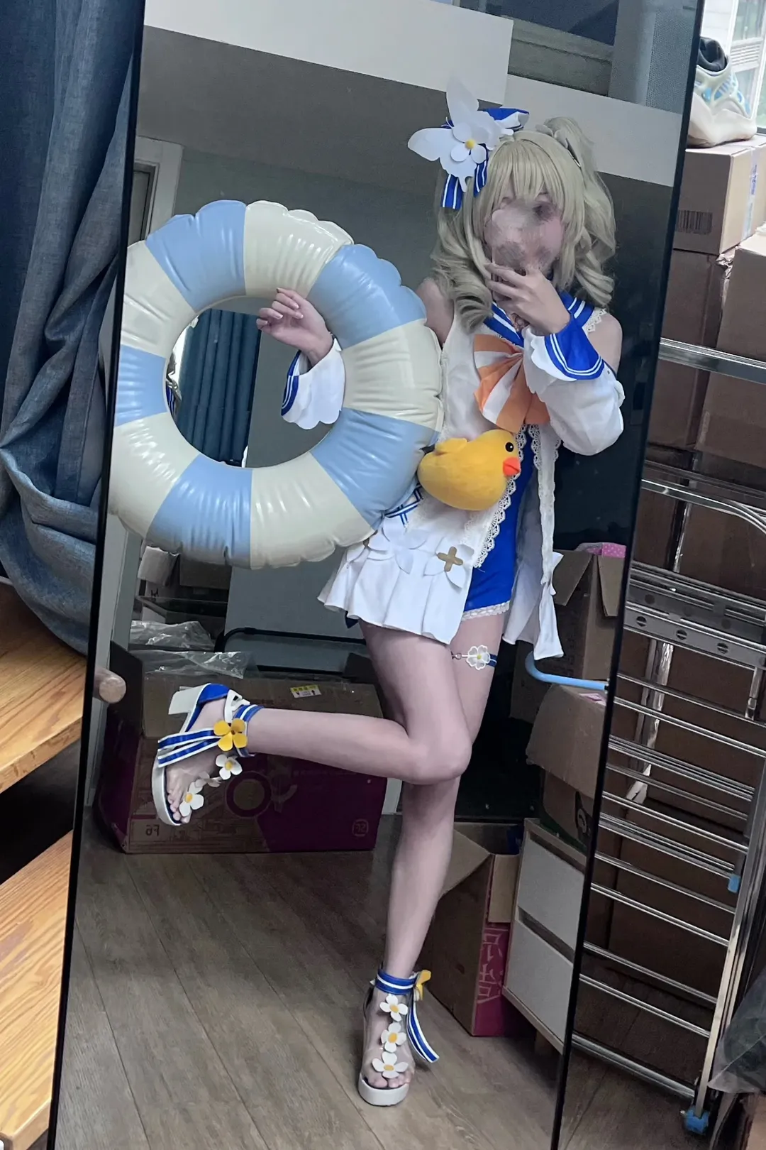 【バーバラ コスプレ】『原神』夏セーラー服コスプレ、爽やかな階段にたたずむ黄色いアヒル - 13 枚目