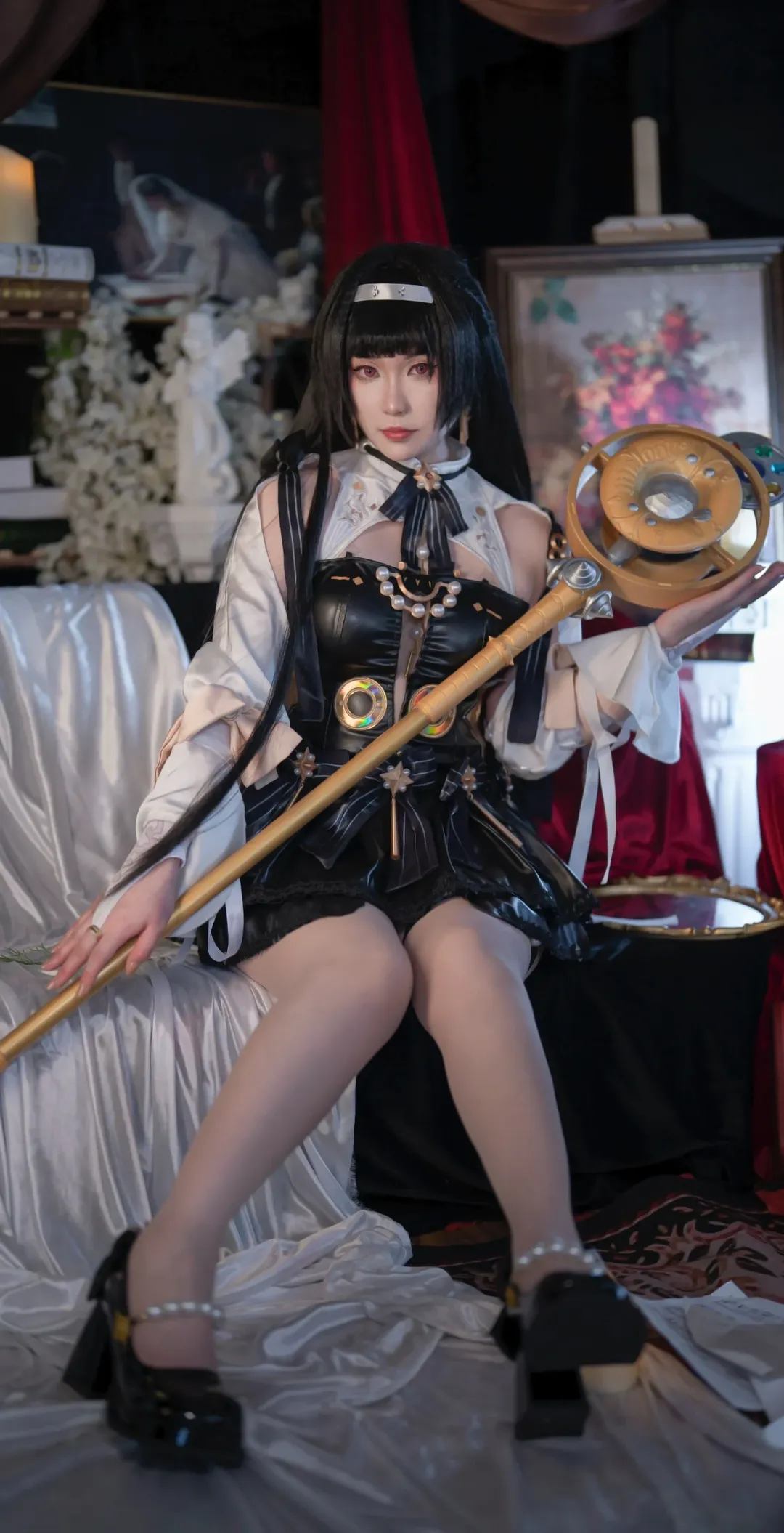 【耀嘉音cos】绝区零里的优雅乐符，黑白哥特风棚拍 - 第 7 张