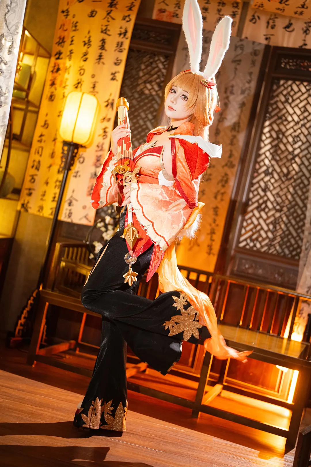 【公孫離cos】紅黑古風下的靈動兔耳，傘舞遊園 - 第 2 張