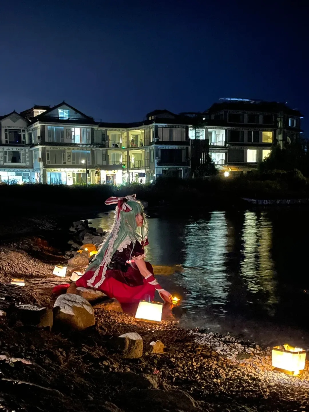 【键山雏cos】夜放河灯，在洱海边还原东方Project的流雏意境 - 第 6 张