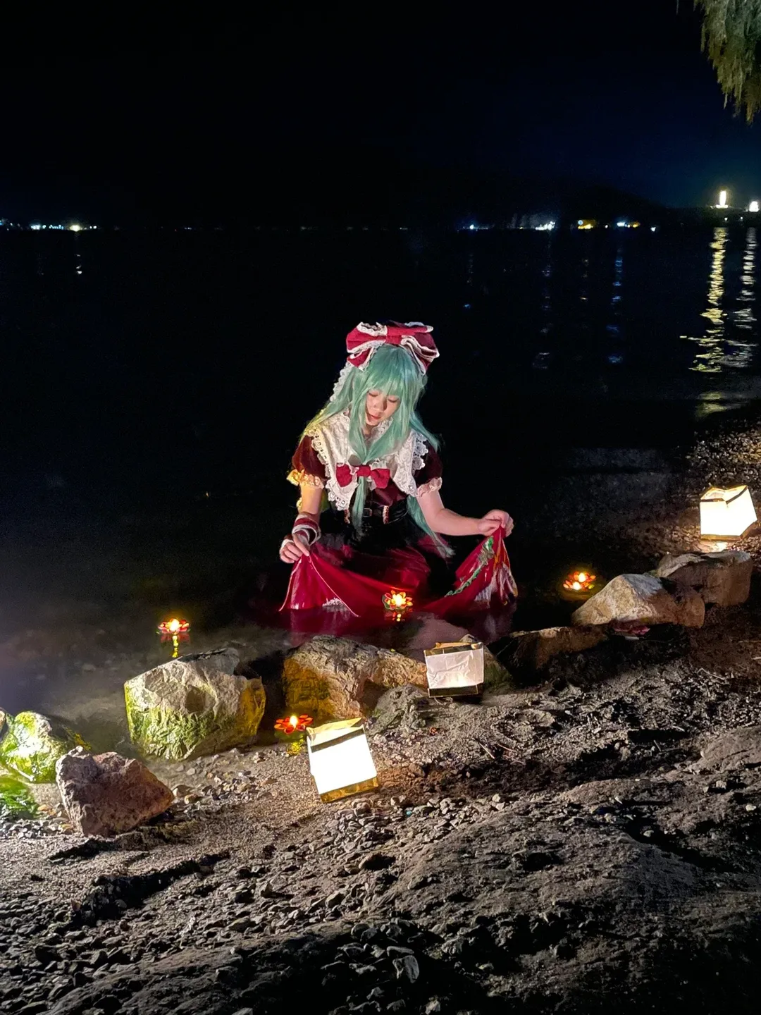 【键山雏cos】夜放河灯，在洱海边还原东方Project的流雏意境