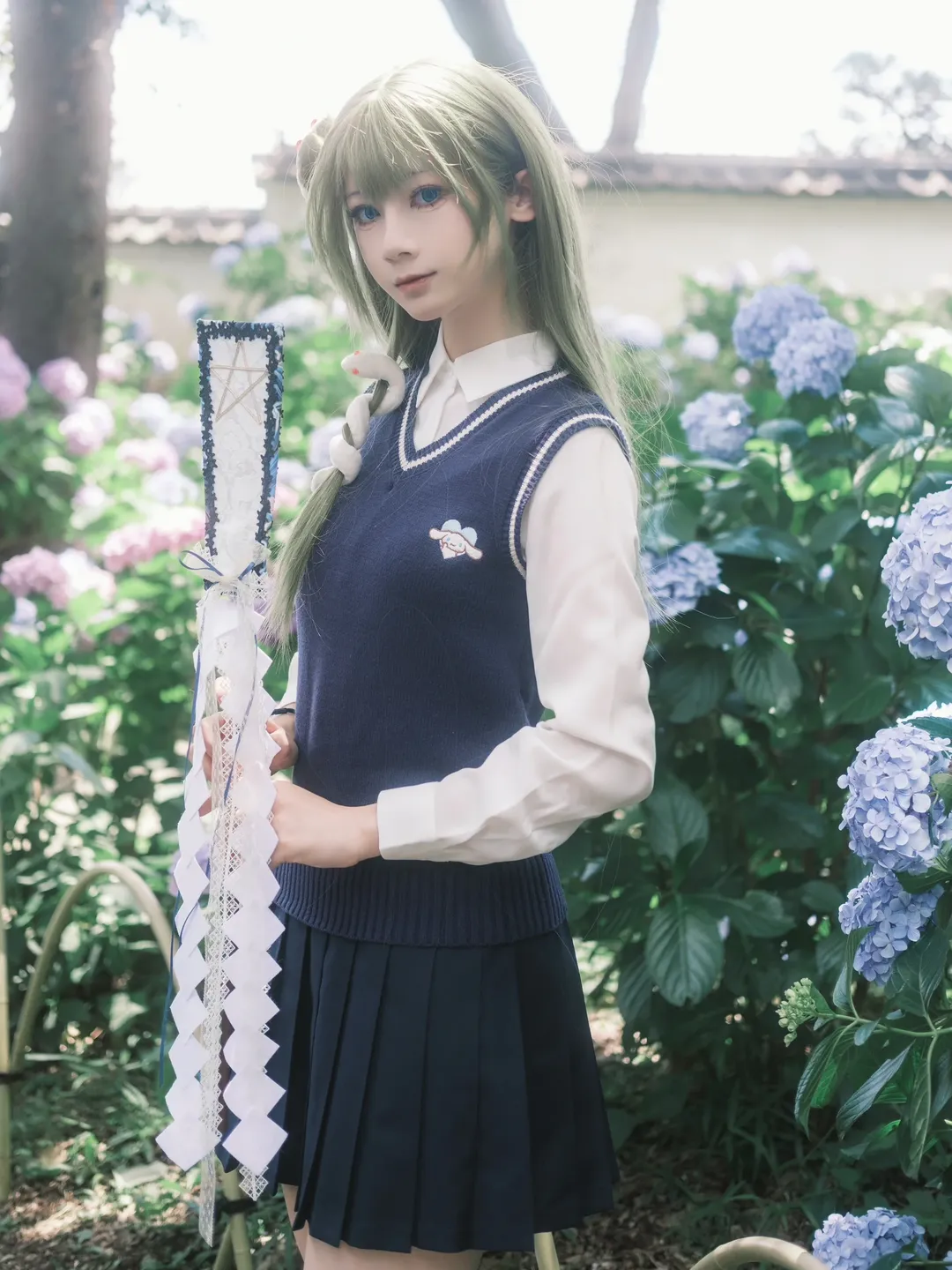 【东风谷早苗cos】平成18年的绣球花海，定格在妙乐寺的初夏时光 - 第 9 张