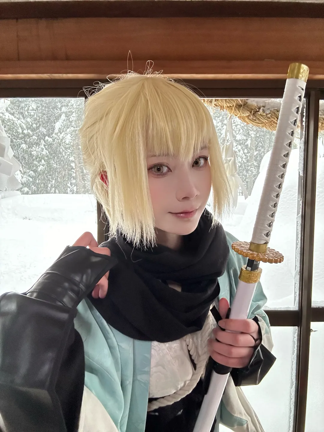 【冲田总司cos】户隐神社雪景下的灵衣总司 - 第 2 张