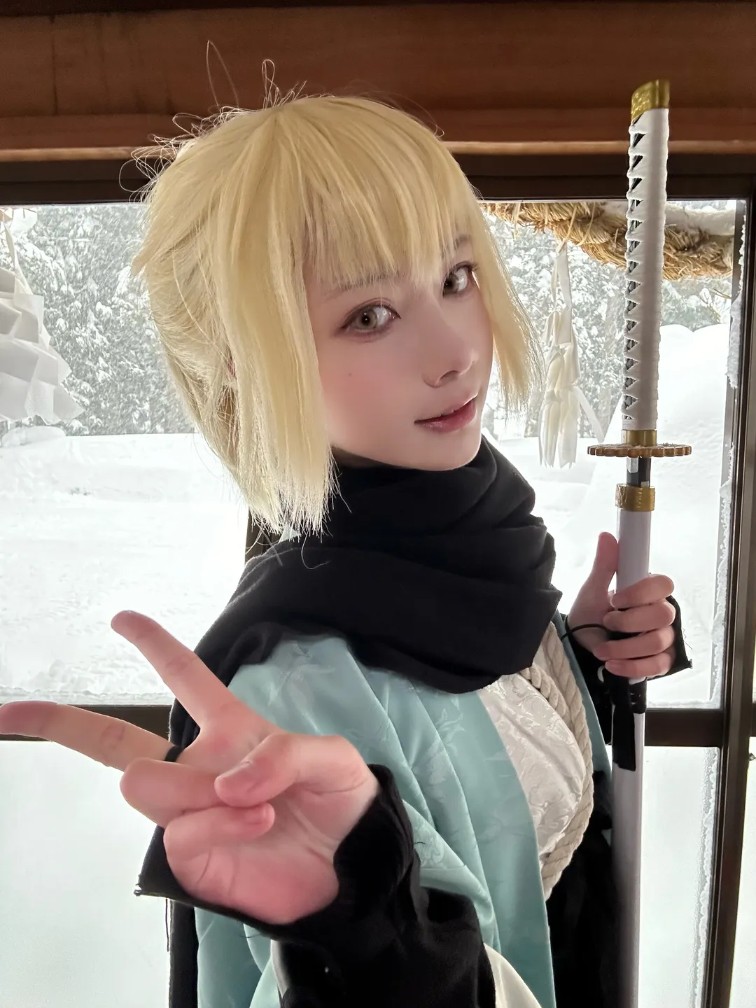 【冲田总司cos】户隐神社雪景下的灵衣总司 - 第 4 张