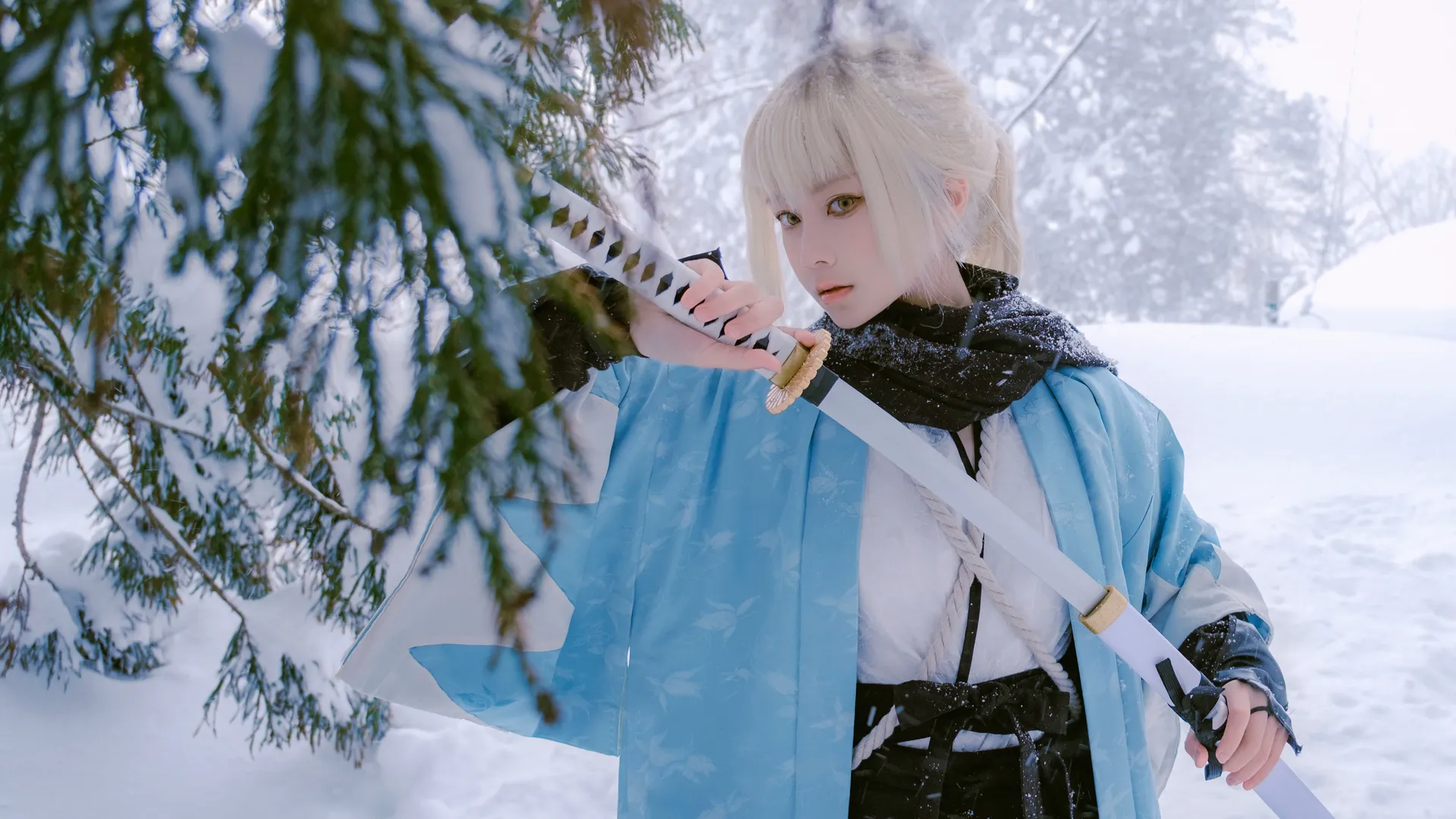 【沖田總司cos】長野戶隱雪中的誠字旗，戰鬥到最後一刻