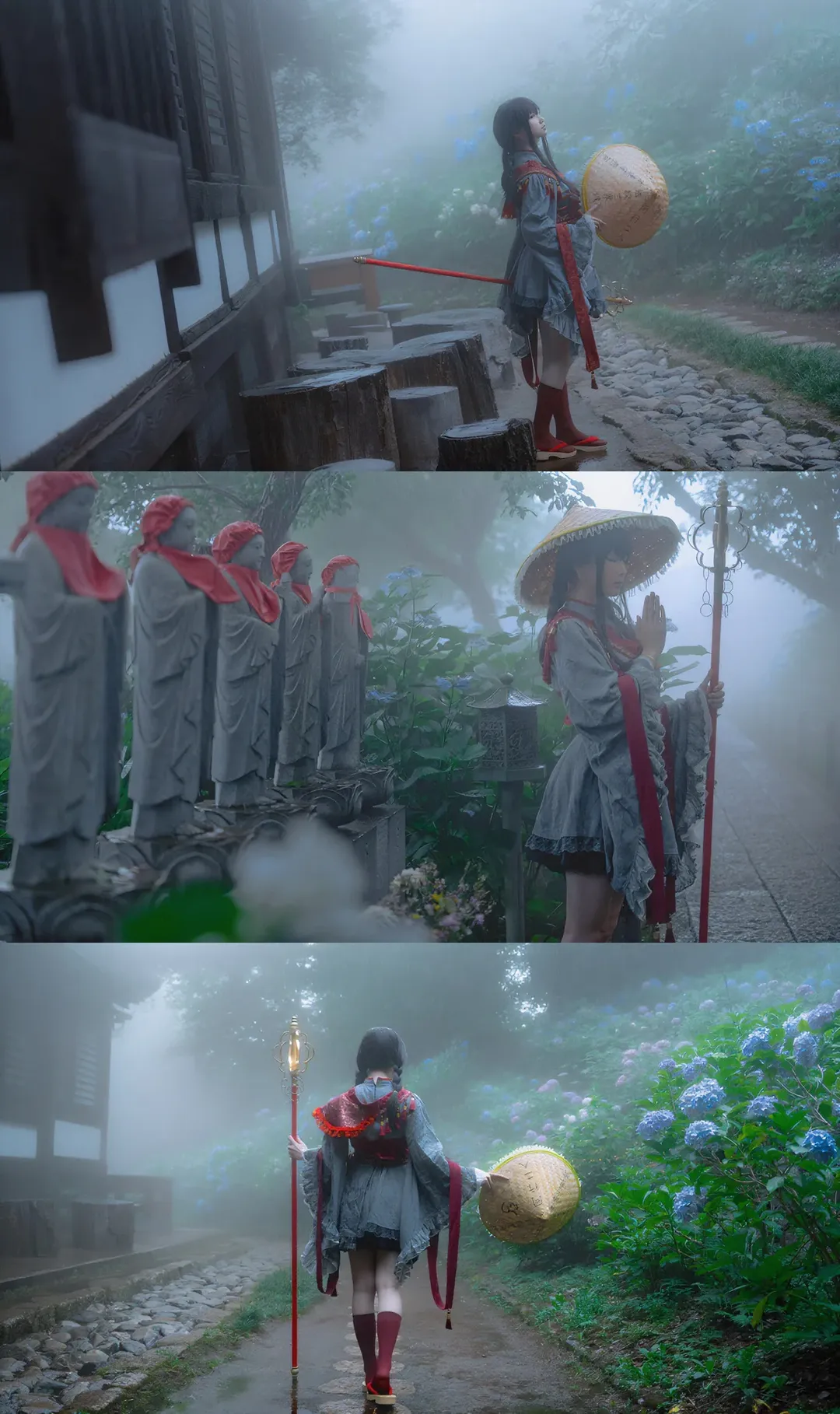 【矢田寺成美cos】雨雾紫阳花中的东方project修行之旅 - 第 1 张