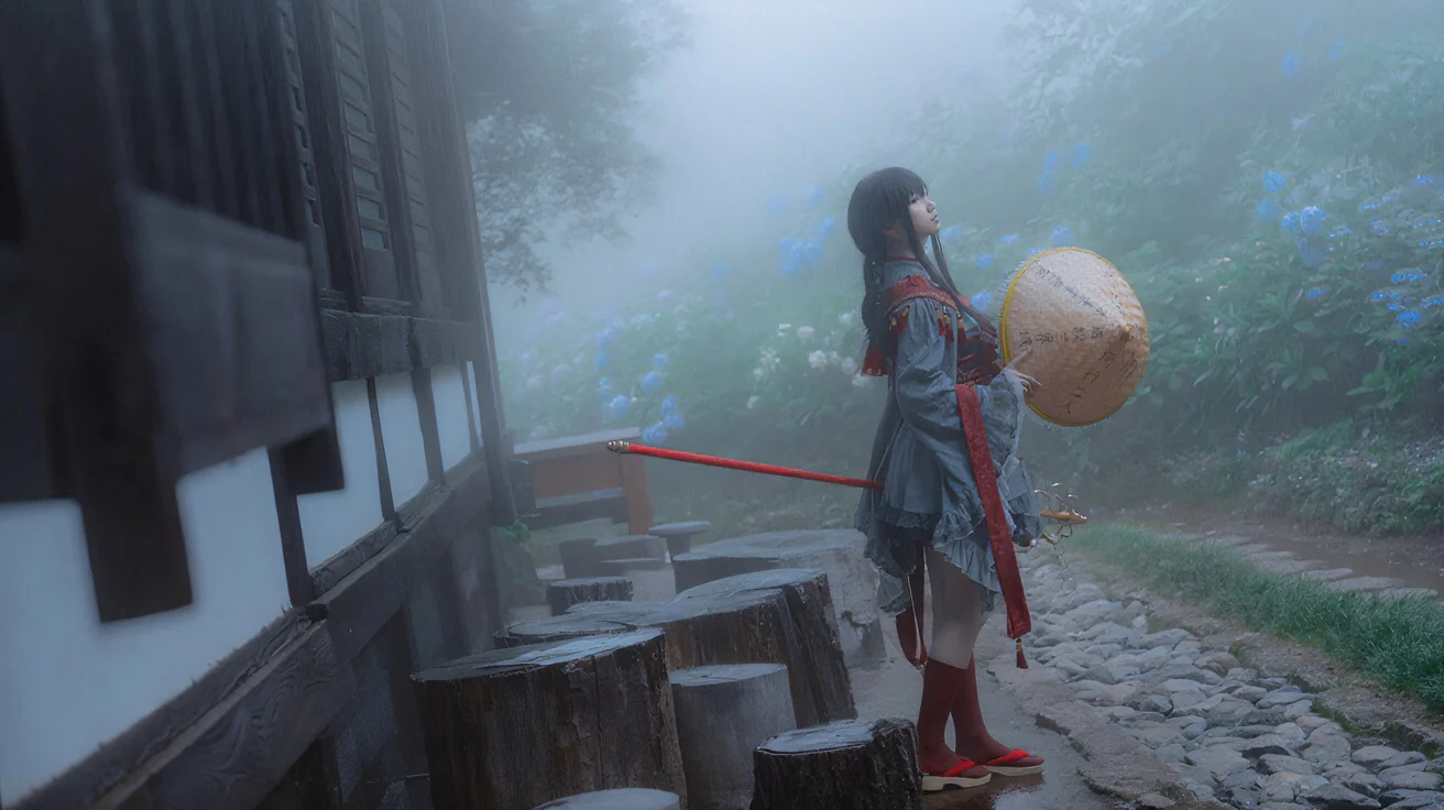 【矢田寺成美cos】雨雾紫阳花中的东方project修行之旅 - 第 2 张