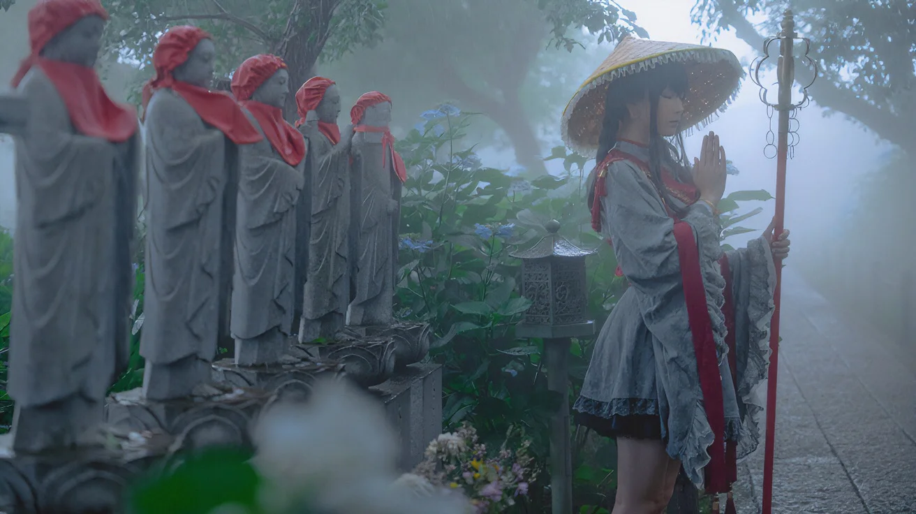 【矢田寺成美cos】雨雾紫阳花中的东方project修行之旅 - 第 3 张