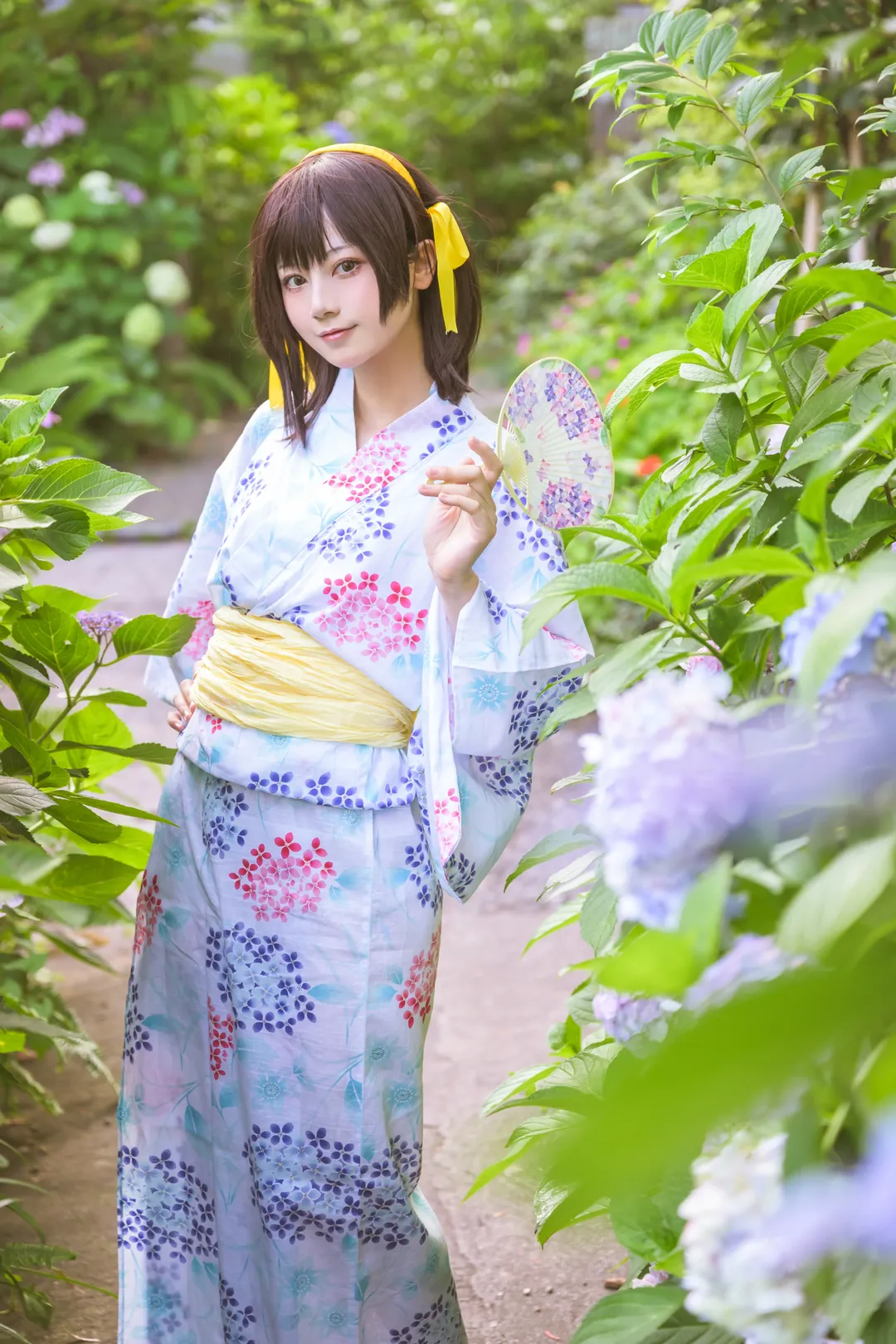 【凉宫春日cos】夏日浴衣与绣球花，漫无止境的八月记忆 - 第 1 张