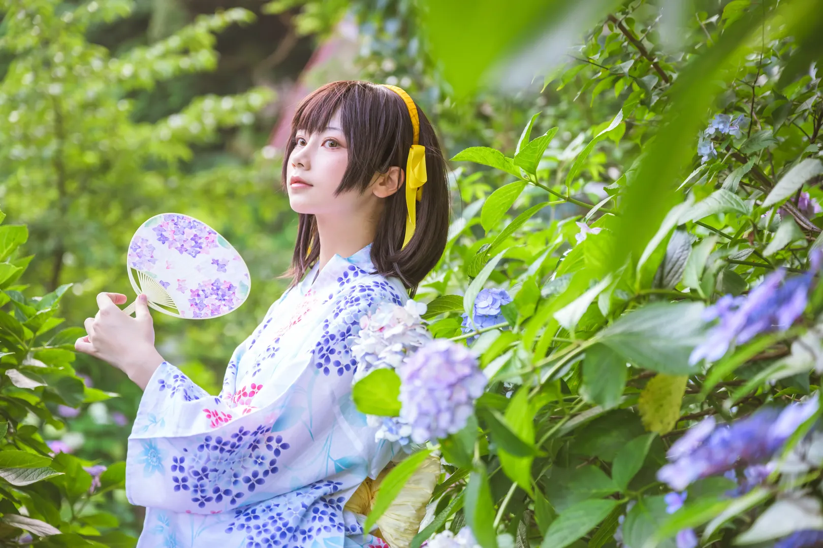 【凉宫春日cos】夏日浴衣与绣球花，漫无止境的八月记忆 - 第 3 张