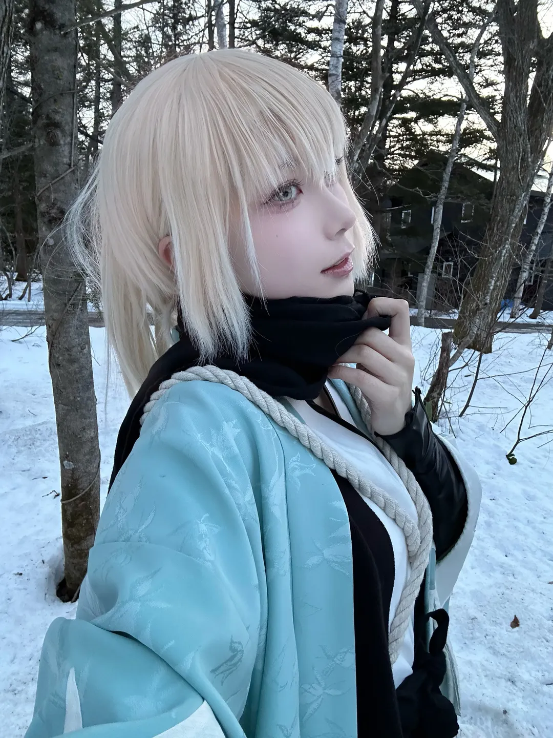 【沖田総司 コスプレ】冬夜の雪に舞う新選組の剣士 - 1 枚目
