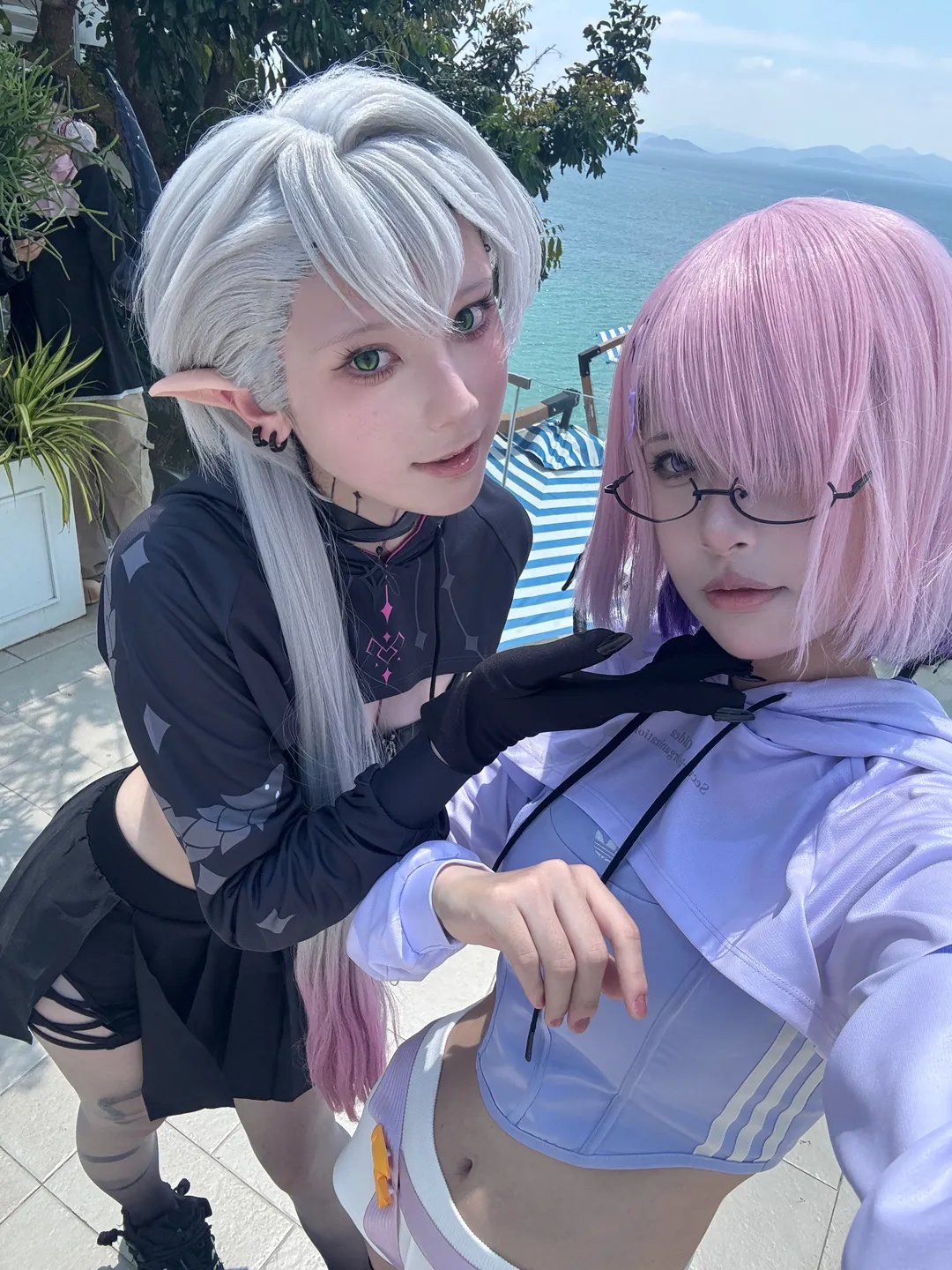 【マシュ・キリエライト コスプレ】Fate/Grand Order 週末のトレーニング、サイクリングコーデが映える海岸の風景 - 2 枚目