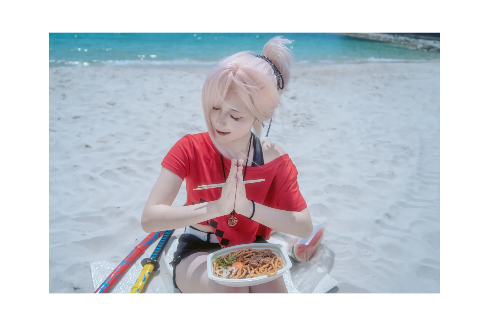 【宫本武藏cos】FGO十周年企划，被海边老鹰抢食的夏日奇遇 - 第 9 张