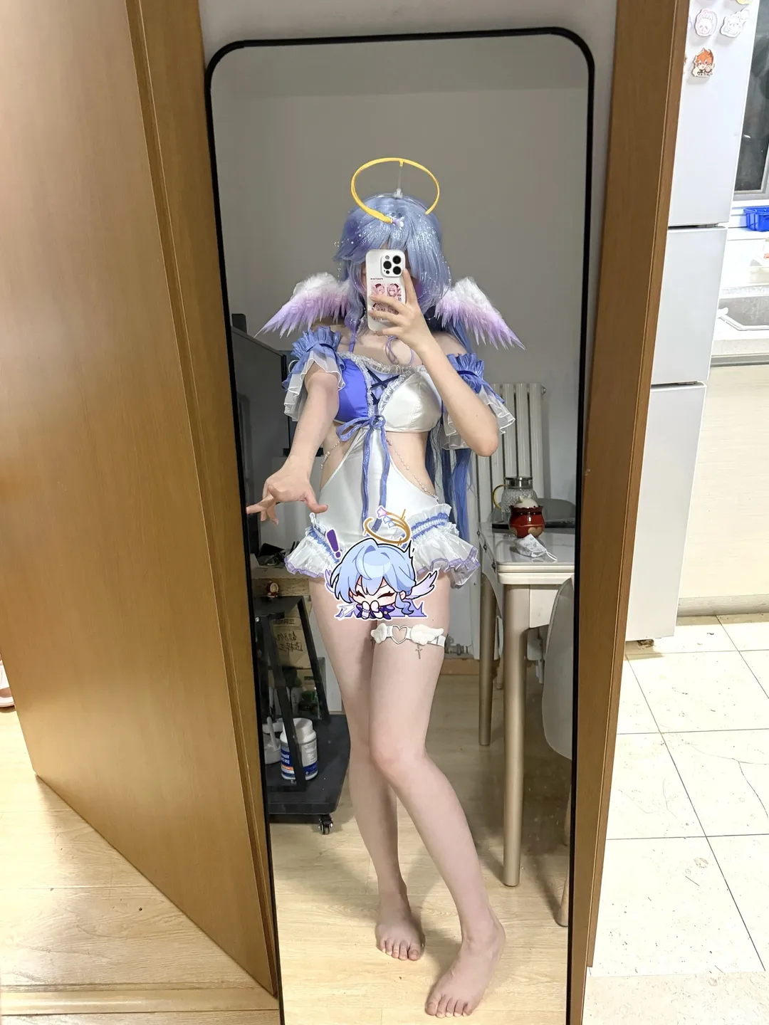 【知更鳥cos】淺藍紫天使泳衣，貌美與勒腰並存 - 第 2 張