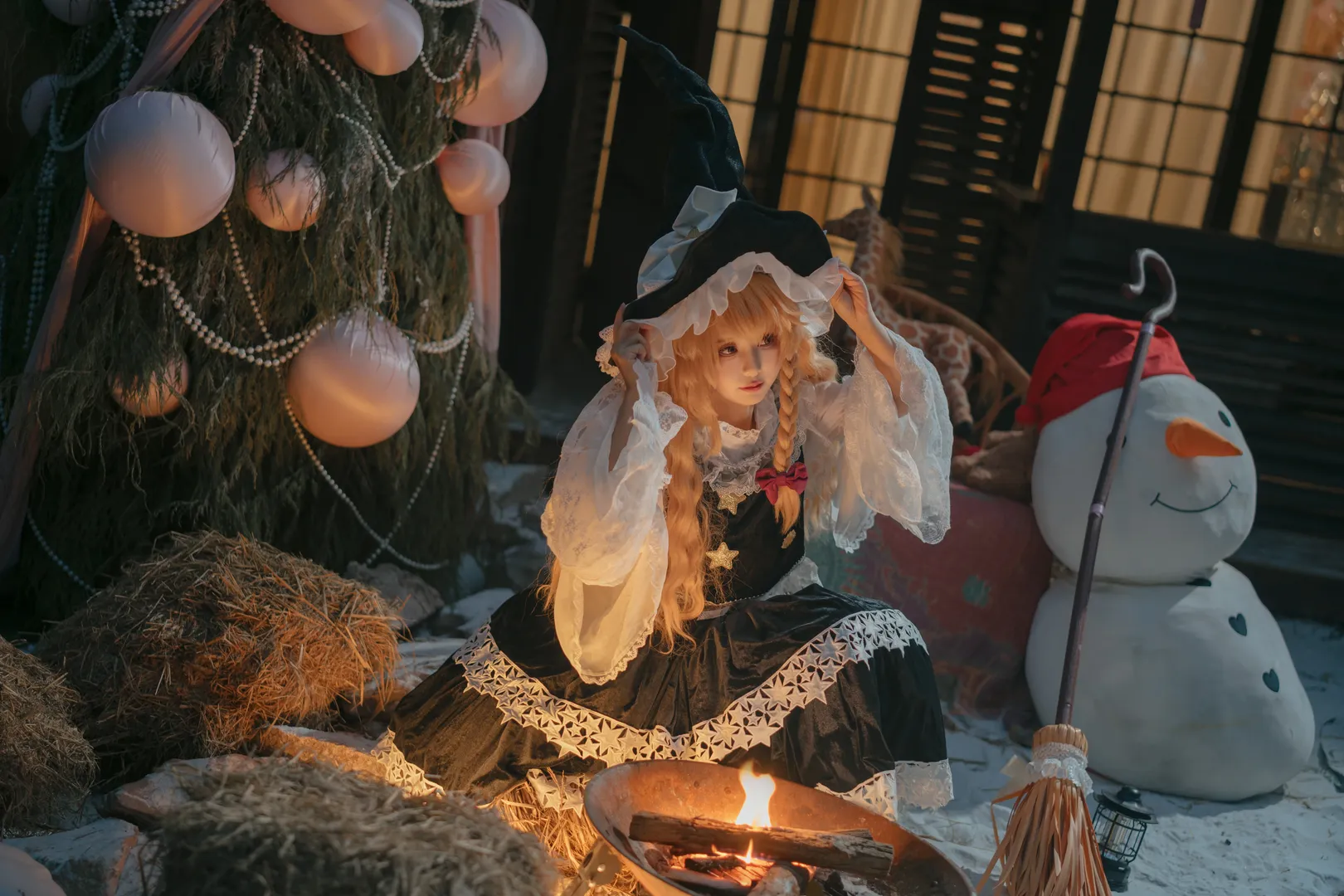【雾雨魔理沙cos】冬日篝火旁的静谧魔法师 - 第 2 张