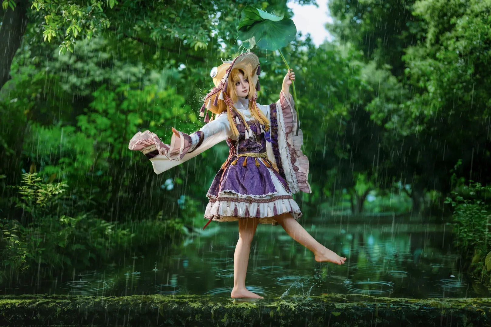 【洩矢诹访子cos】暴雨荷叶下的神祇姿态【东方Project】 - 第 3 张