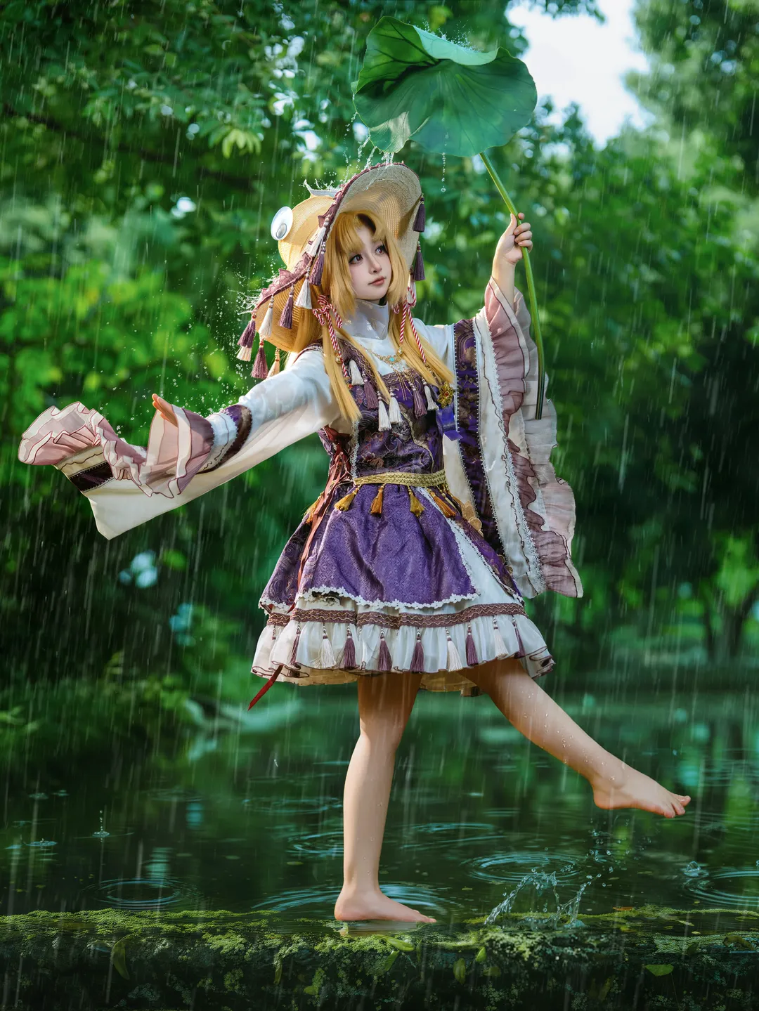 【洩矢诹访子cos】暴雨荷叶下的神祇姿态【东方Project】 - 第 4 张