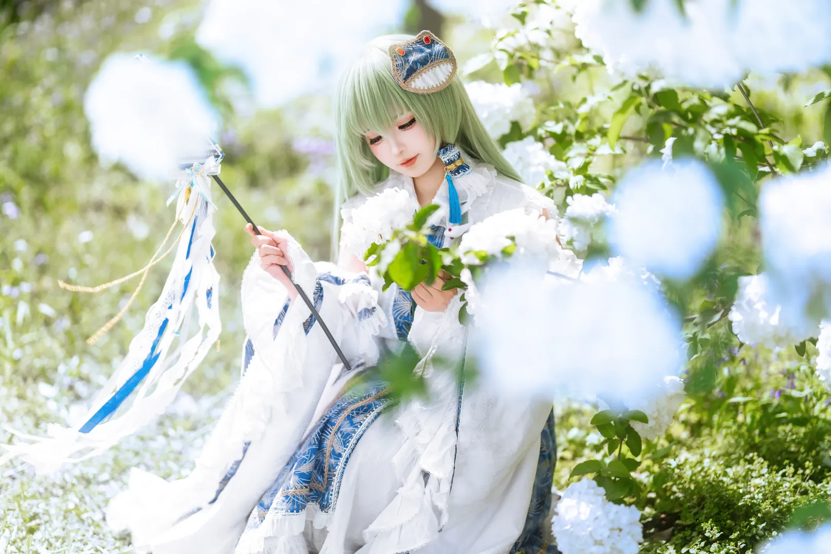 【東風谷早苗cos】藍白波紋間的薄荷綠巫女 - 第 2 張