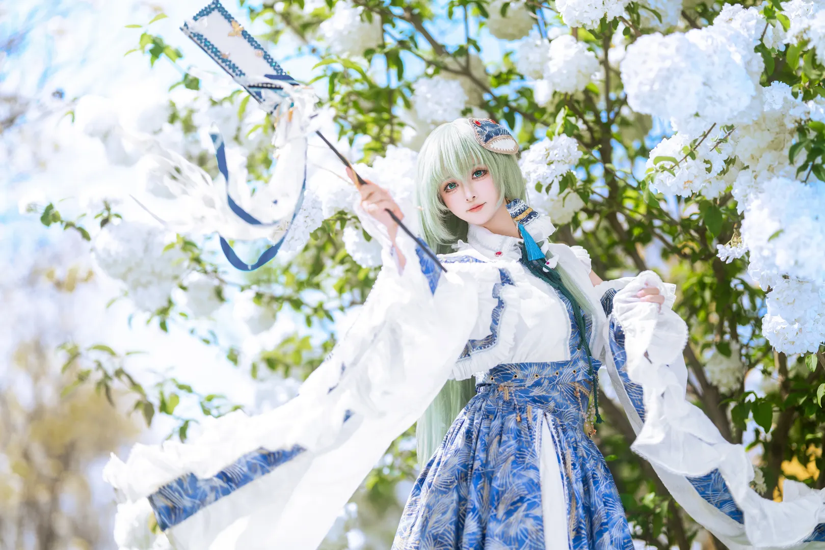 【東風谷早苗cos】藍白波紋間的薄荷綠巫女 - 第 4 張