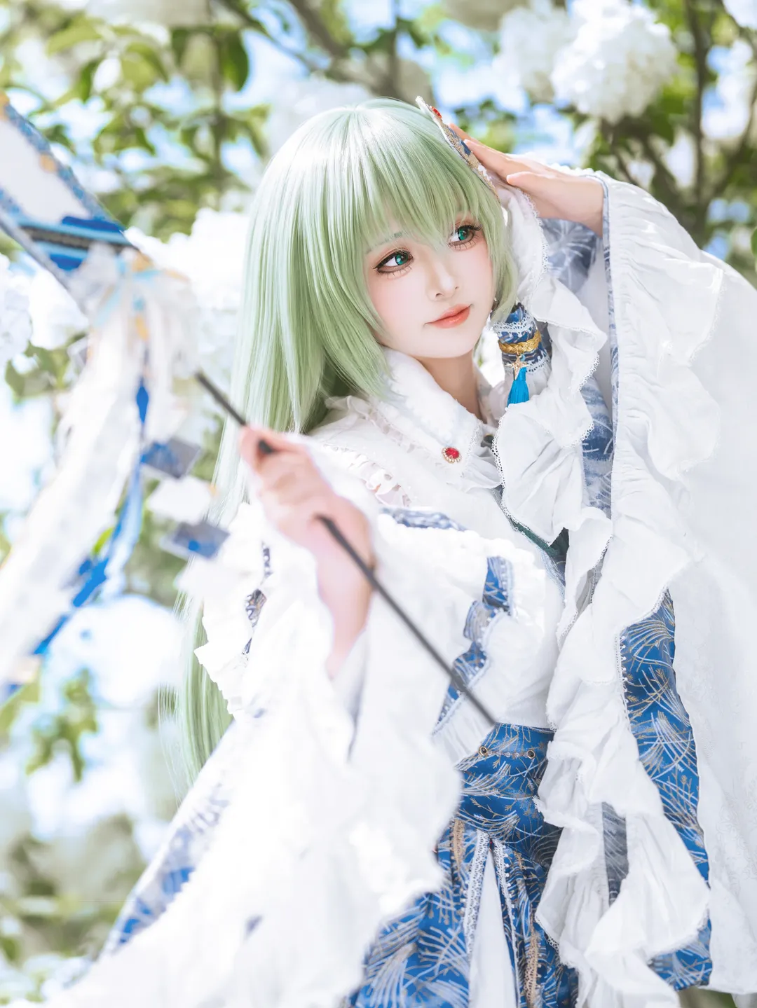 【東風谷早苗cos】藍白波紋間的薄荷綠巫女 - 第 5 張
