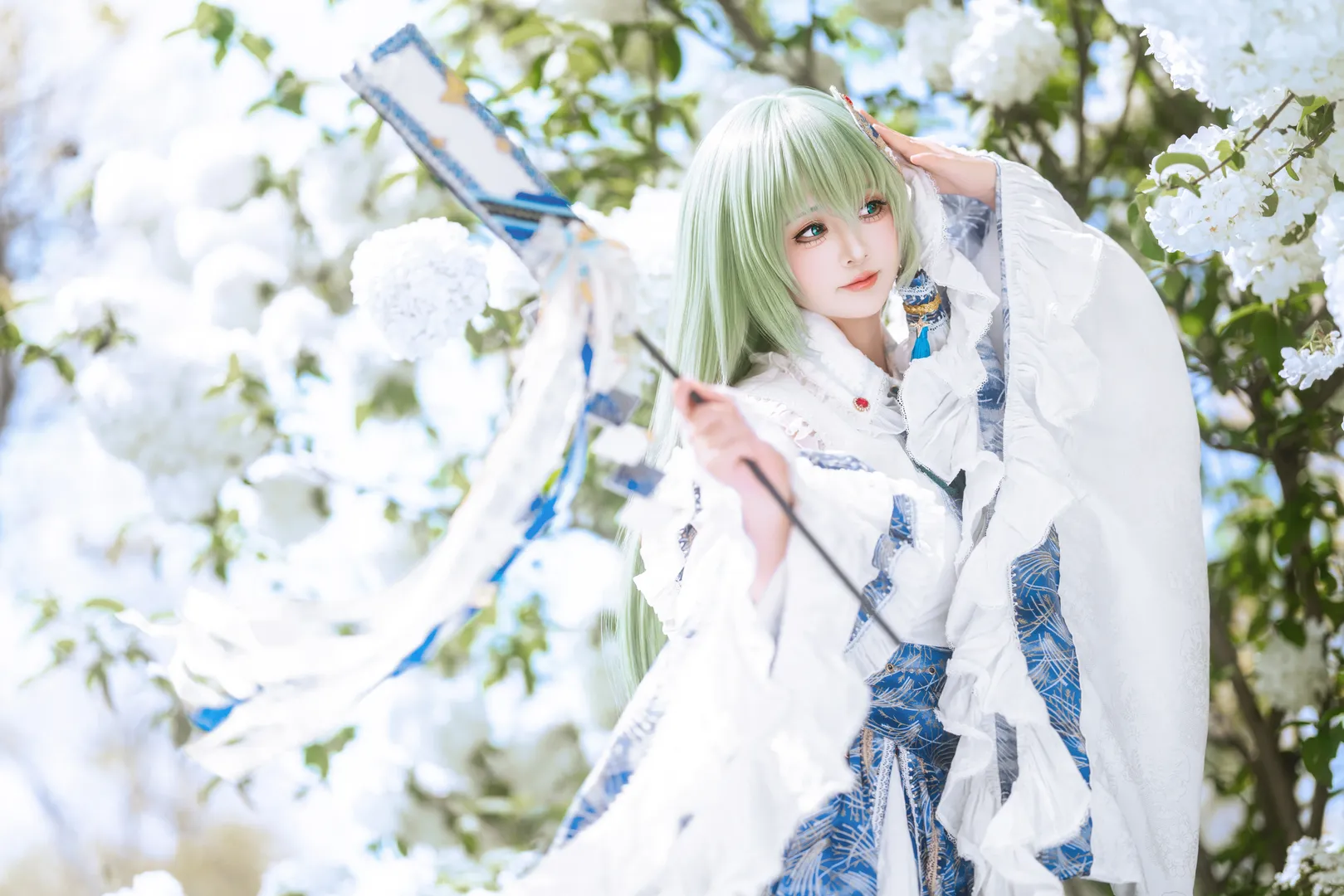 【東風谷早苗cos】藍白波紋間的薄荷綠巫女 - 第 6 張