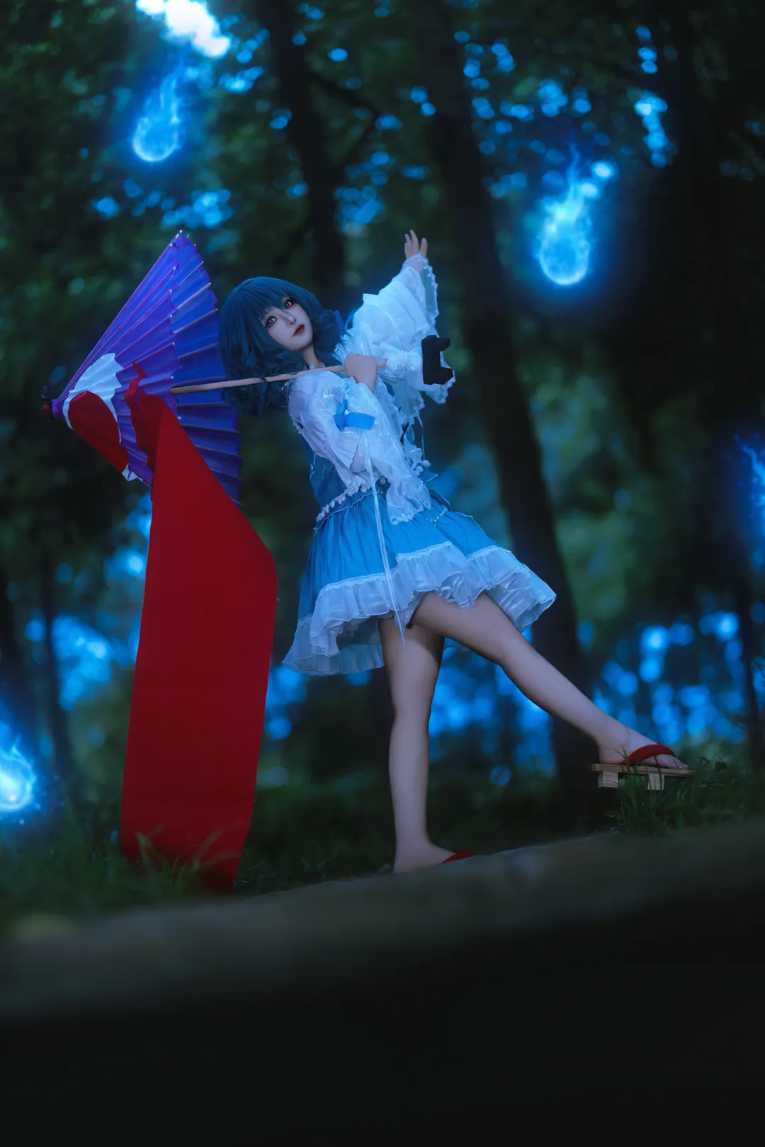 【多々良小傘コスプレ】東方Projectのおどろかし、傘の下の夜は少し冷える - 3 枚目