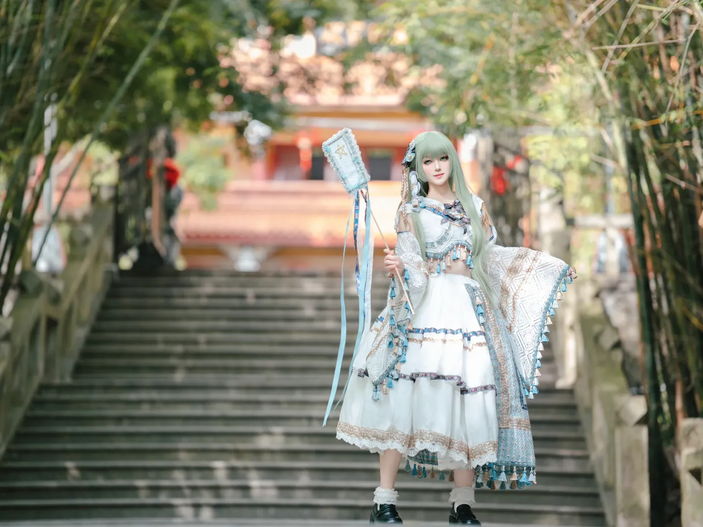 【东风谷早苗cos】东方project风祝装束竹林出片 - 第 2 张