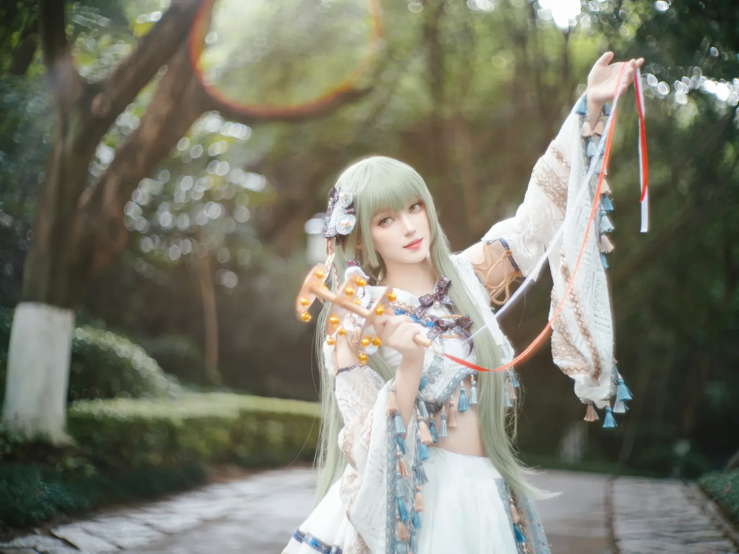 【东风谷早苗cos】东方project风祝装束竹林出片