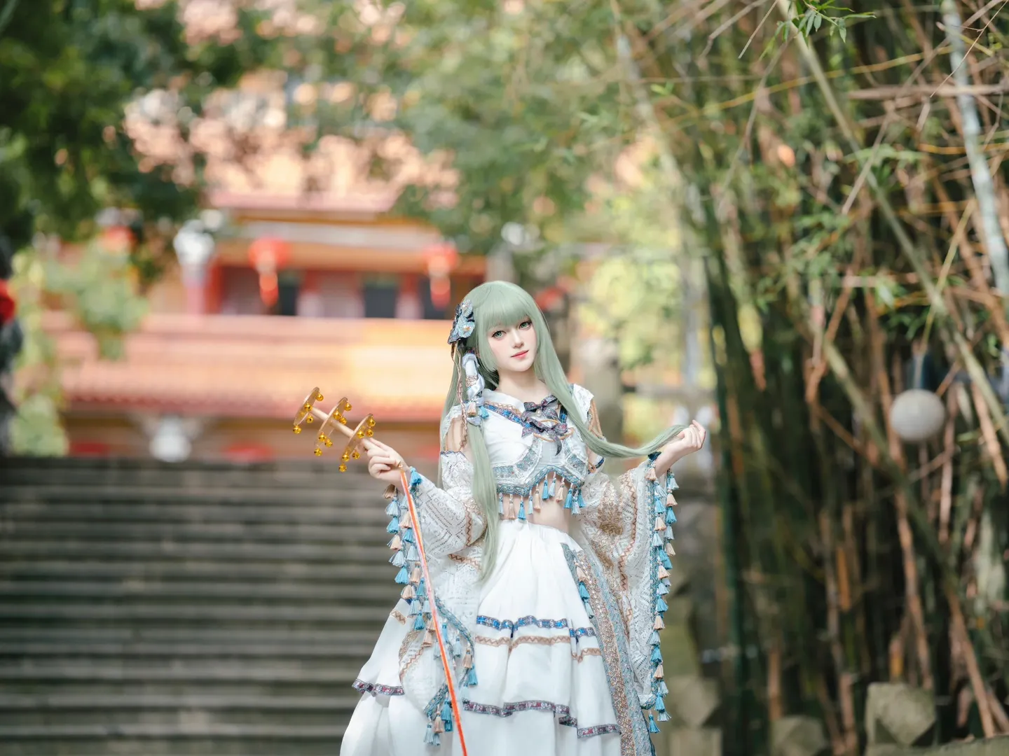 【东风谷早苗cos】东方project风祝装束竹林出片 - 第 4 张