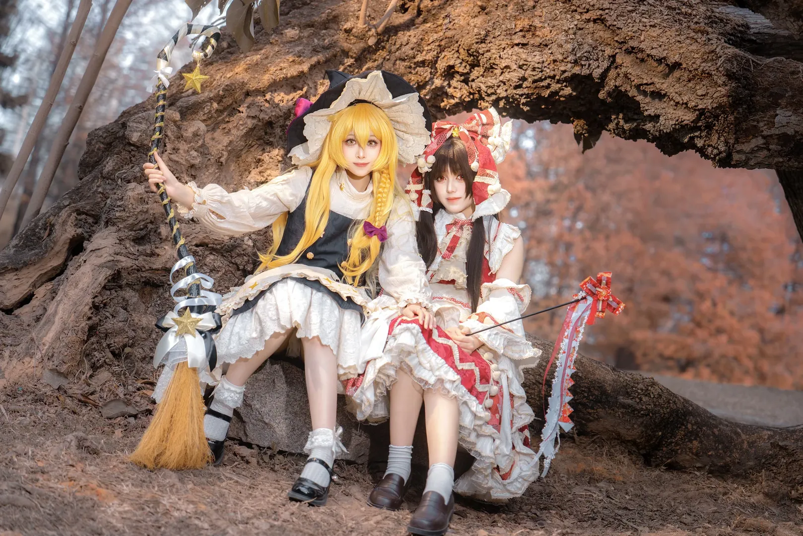 【博丽灵梦cos】与魔理沙的东方project林间午后 - 第 2 张