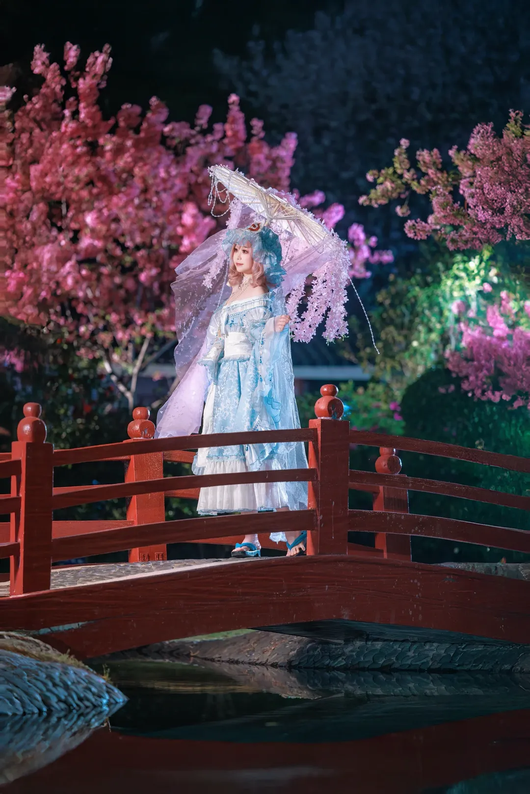 【西行寺幽幽子cos】东方project夜樱小红桥拍摄心得