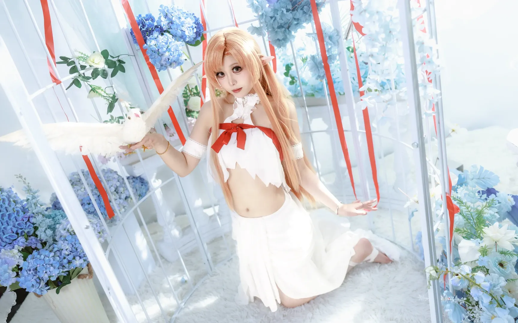 【亞絲娜cos】刀劍神域的籠中精靈，白裙紅緞的夢幻時刻 - 第 7 張